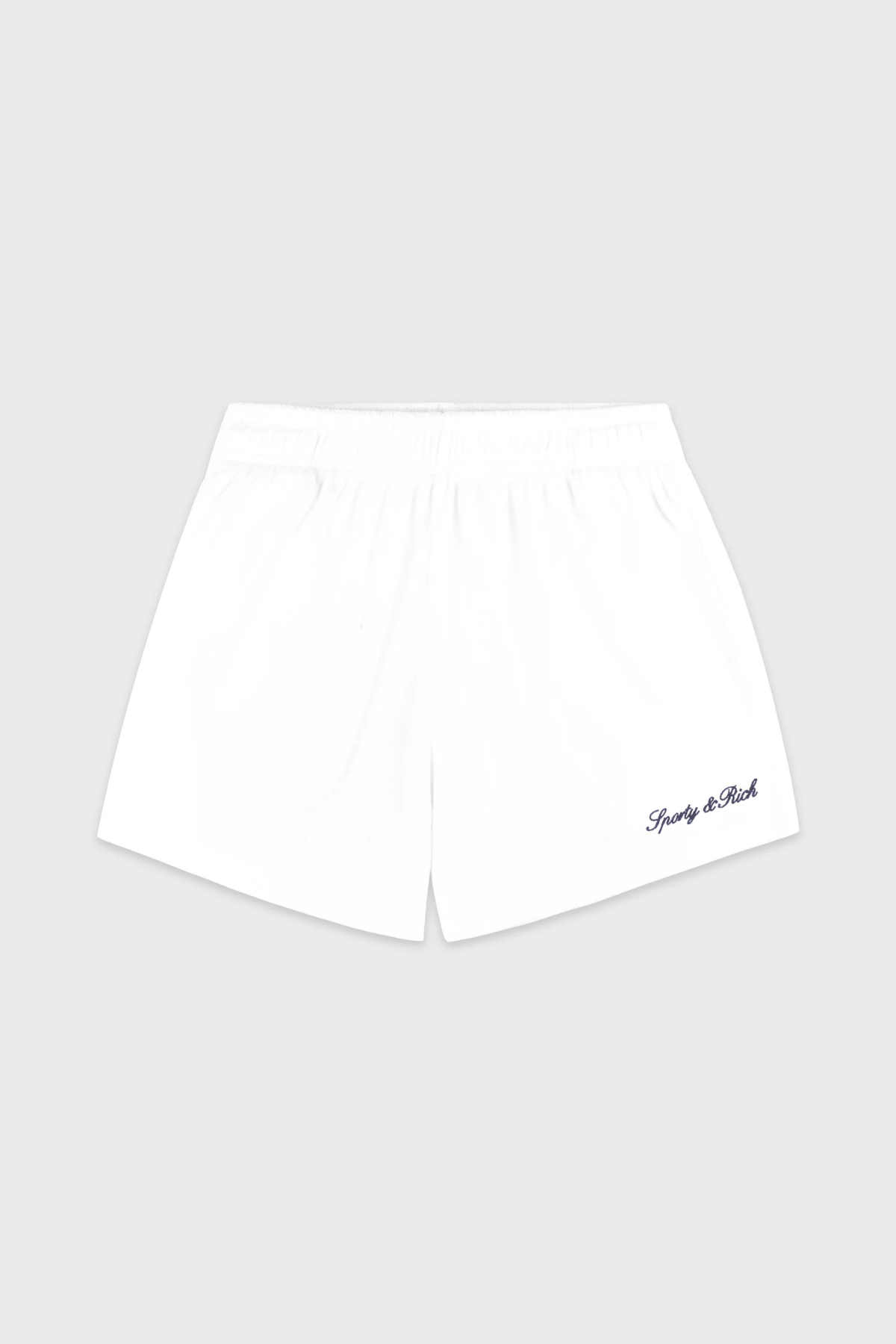 Sporty & Rich Signature Logo Terry Short - White Light Navy