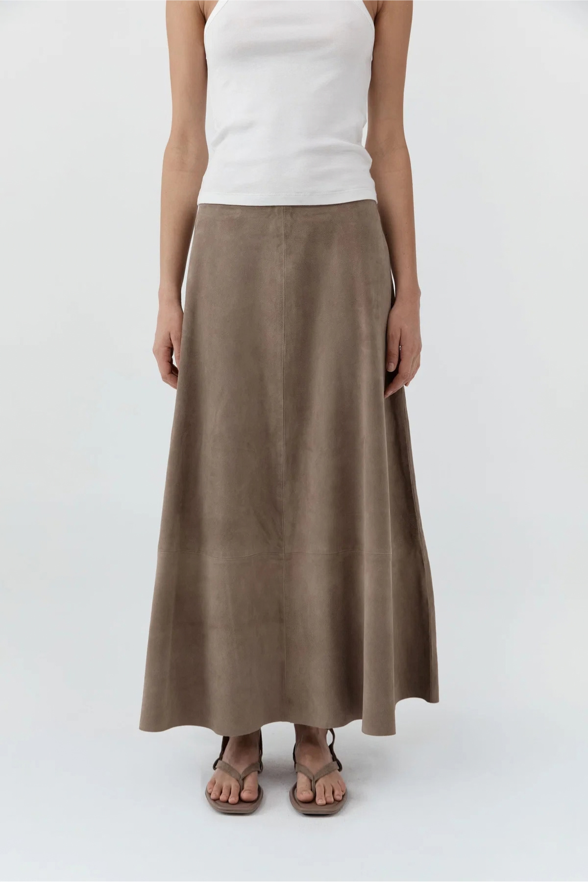 St. Agni Suede Circle Skirt - Earth
