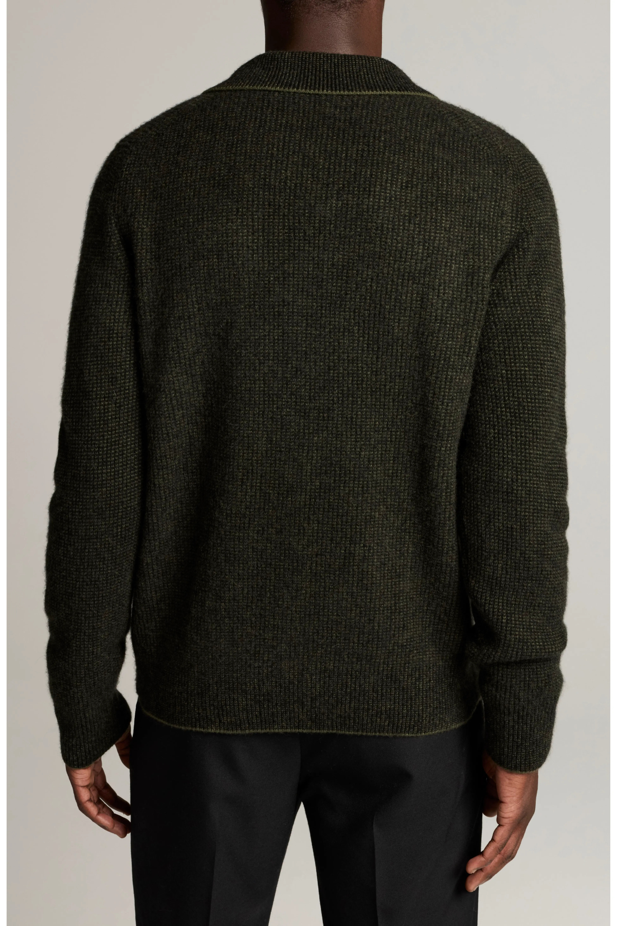 Vince Men's Boiled Thermal Johnny Collar Polo - Night Leaf/ Black
