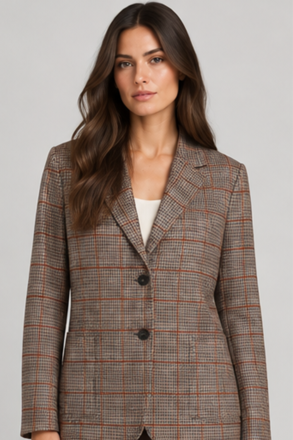 Harris Wharf Stand Up Collar Blazer P.O.W. Crafted With Loro Piana Fabric - Taupe&Rust