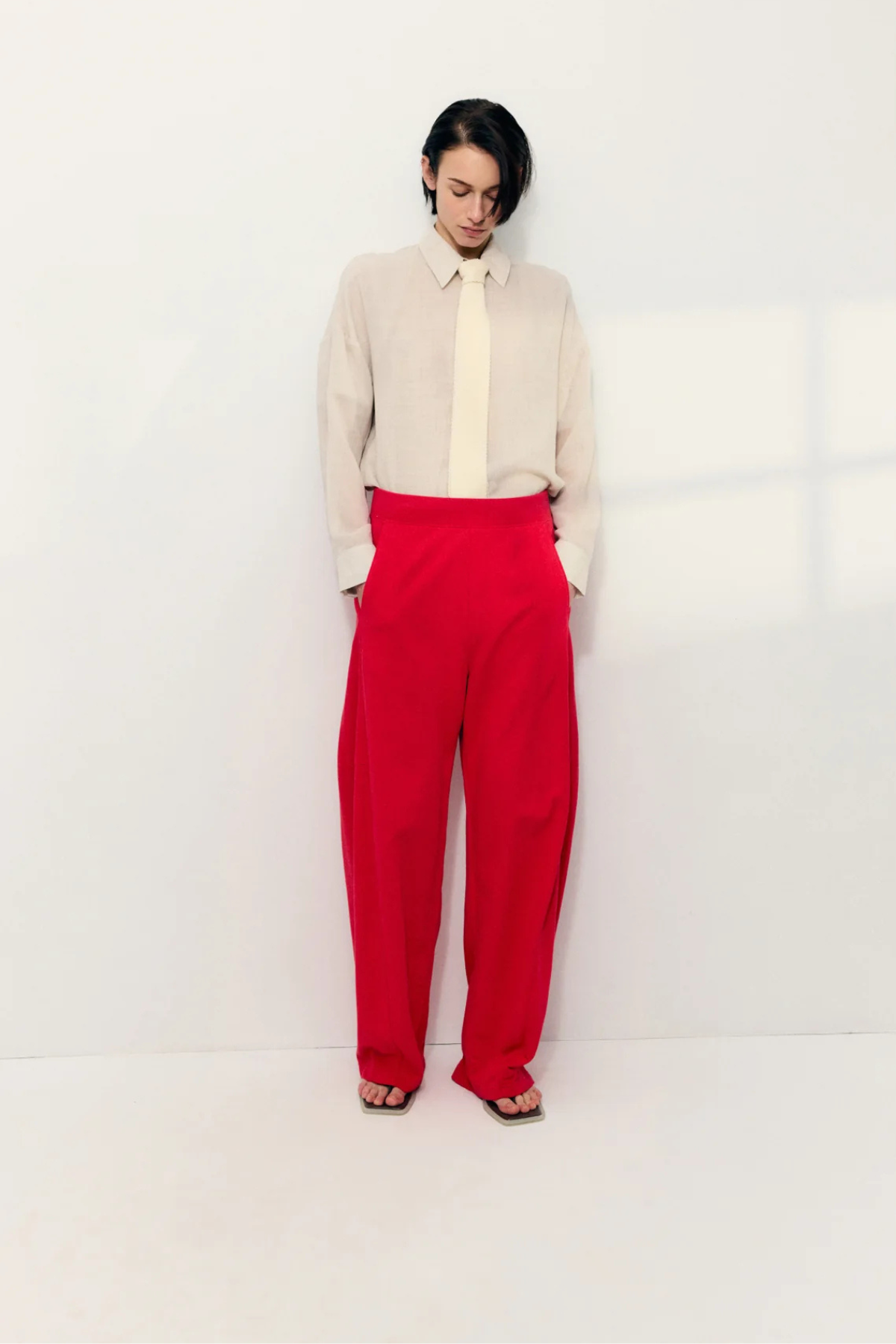Tibi Light Weight Sweatshirting Winslow Pant - Red