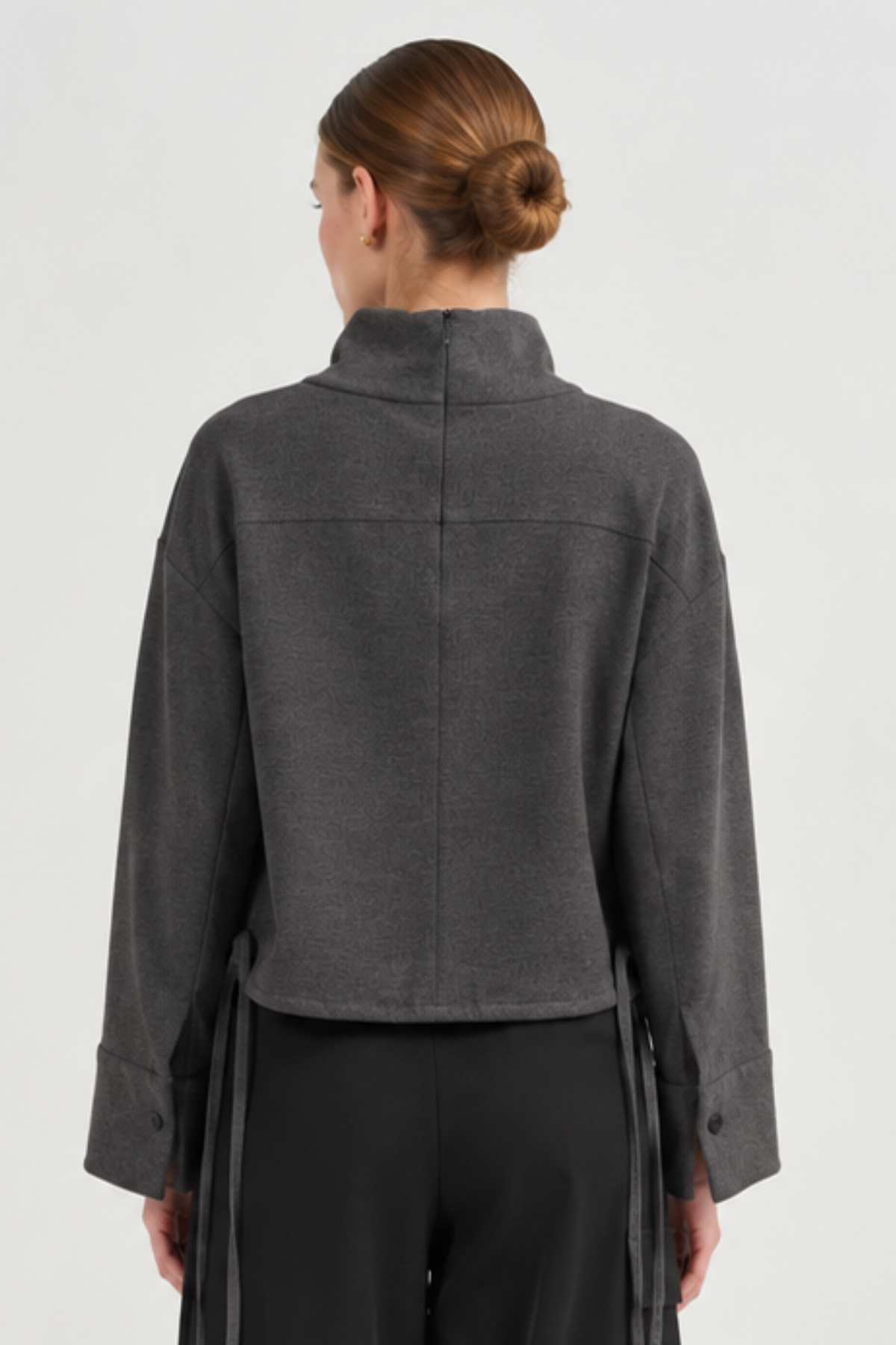 Uli Schneider Flannel Gabardine High Neck Sweater - Graphite Flannel
