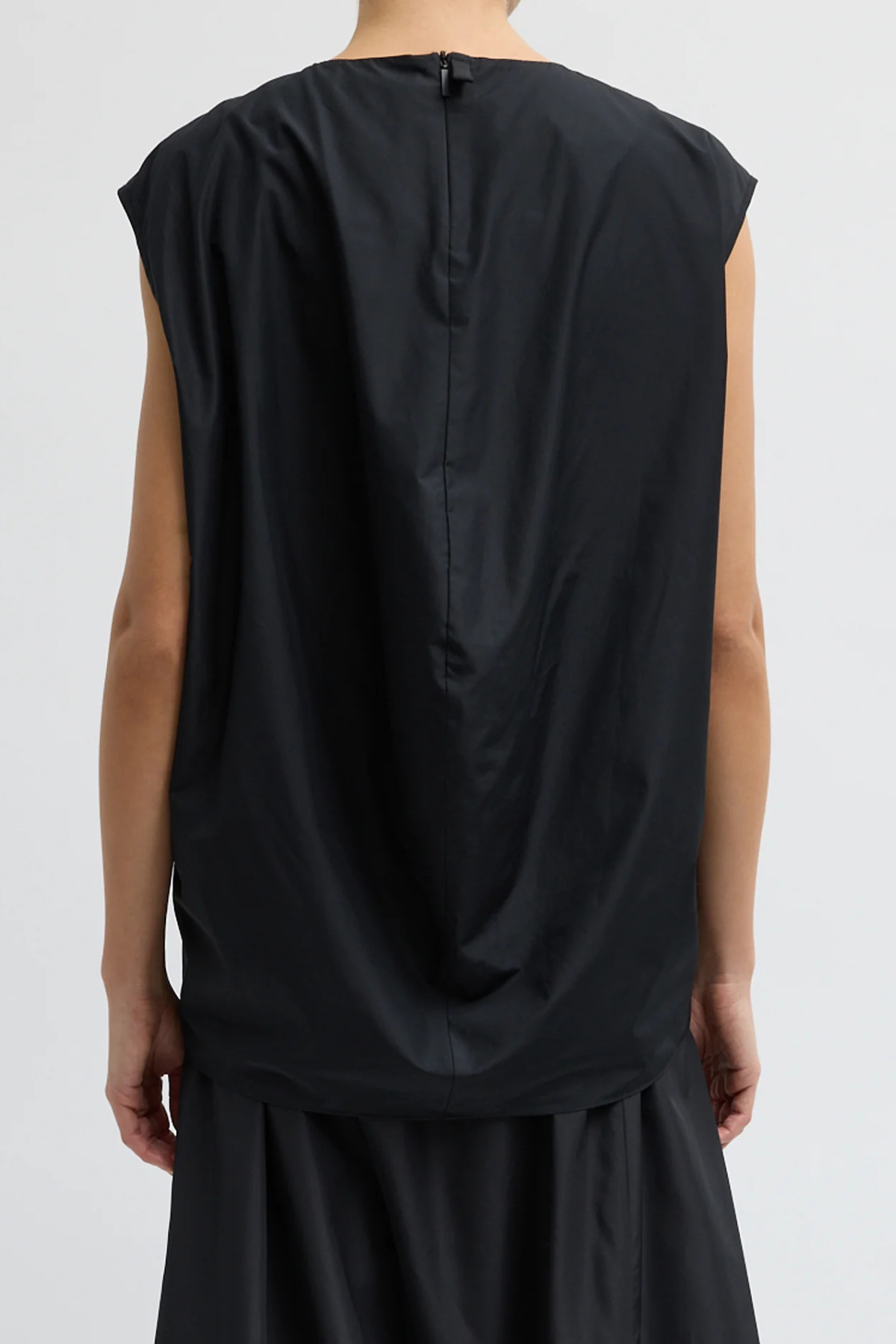 Tibi Summer Nylon Sleeveless Cocoon Top - Black