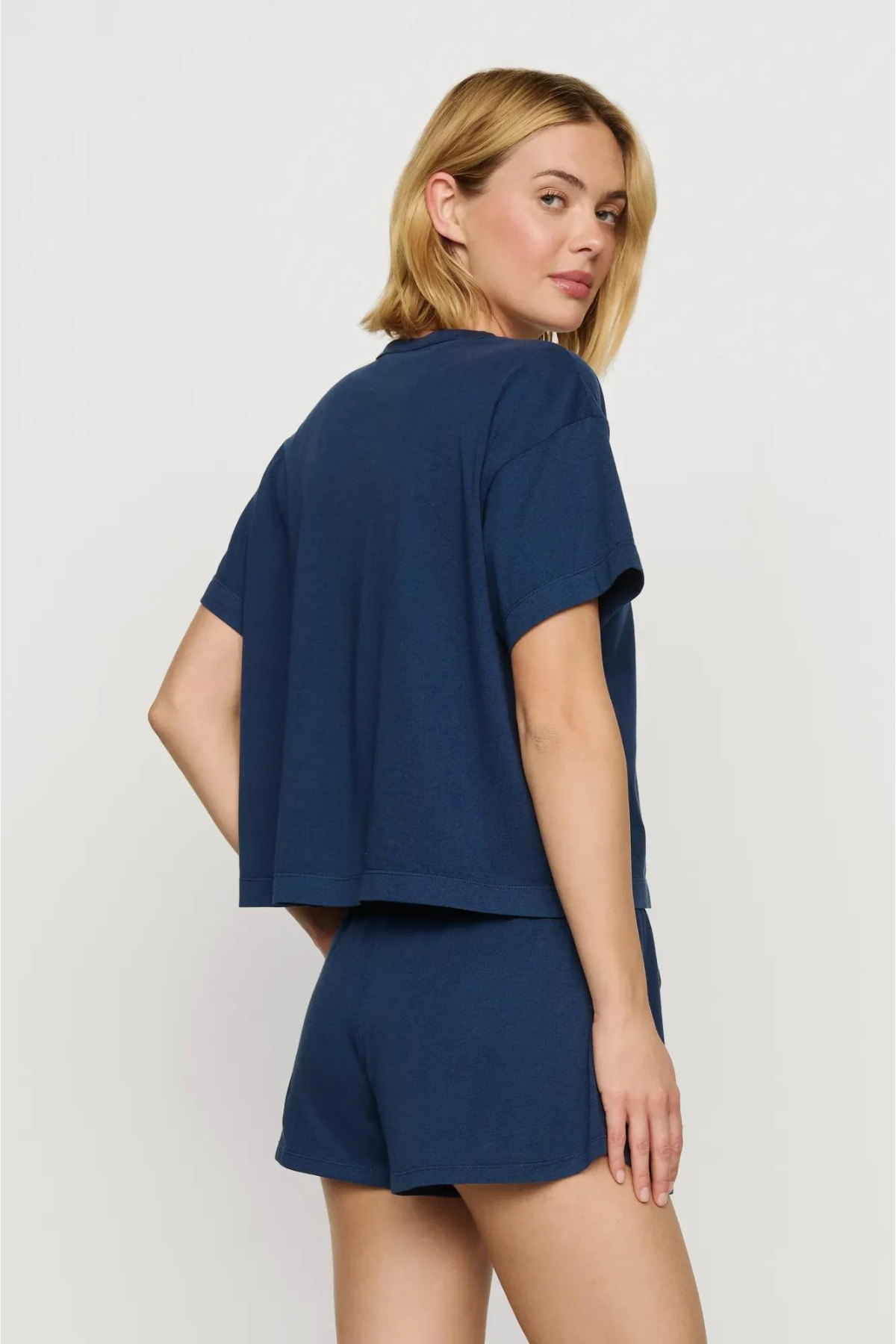 Eberjey Aloe Infused Cotton The Short Sleeve Tee - Navy