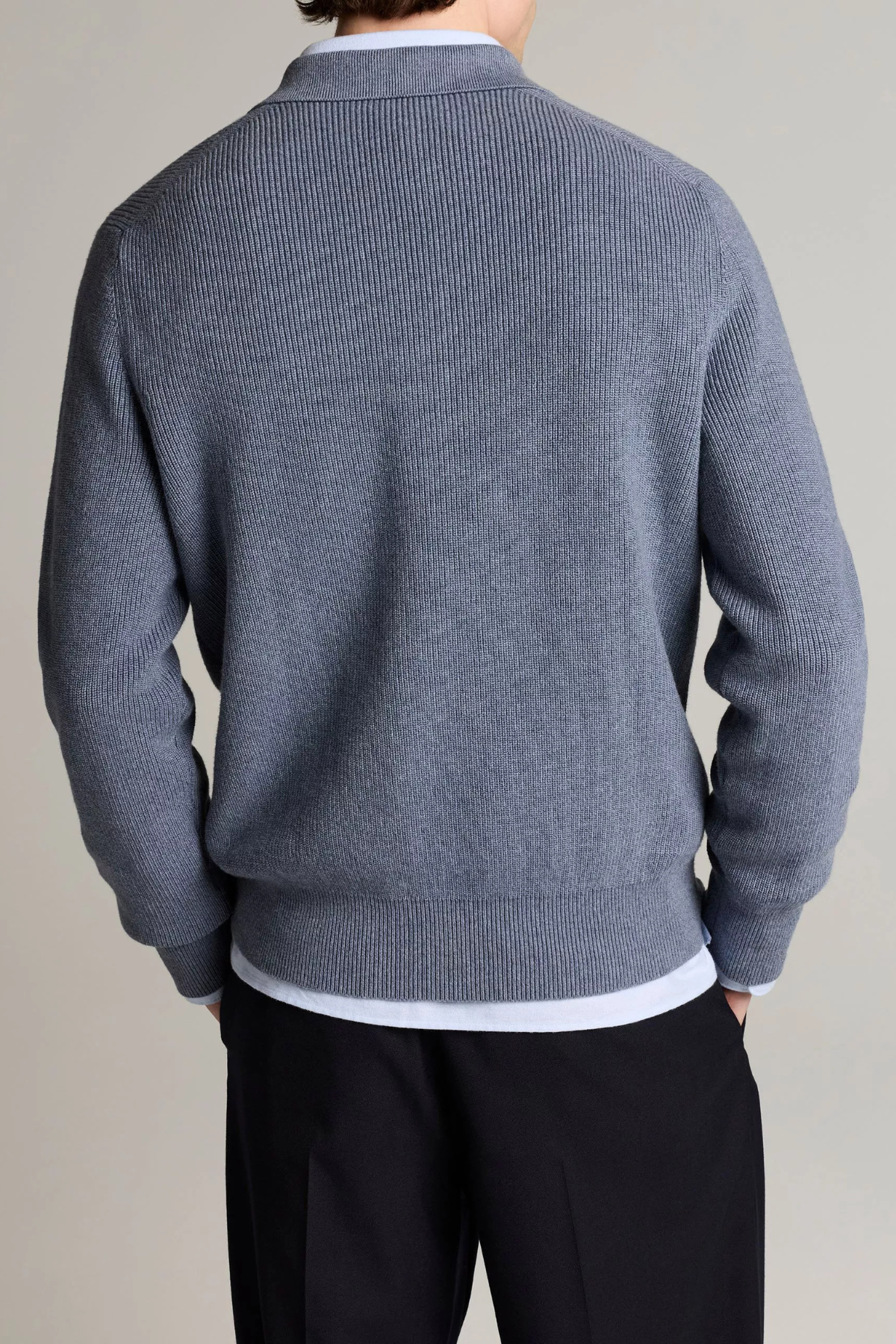 Vince Men's Heirloom Shaker Long Sleeve Polo Sweater - Late Evening