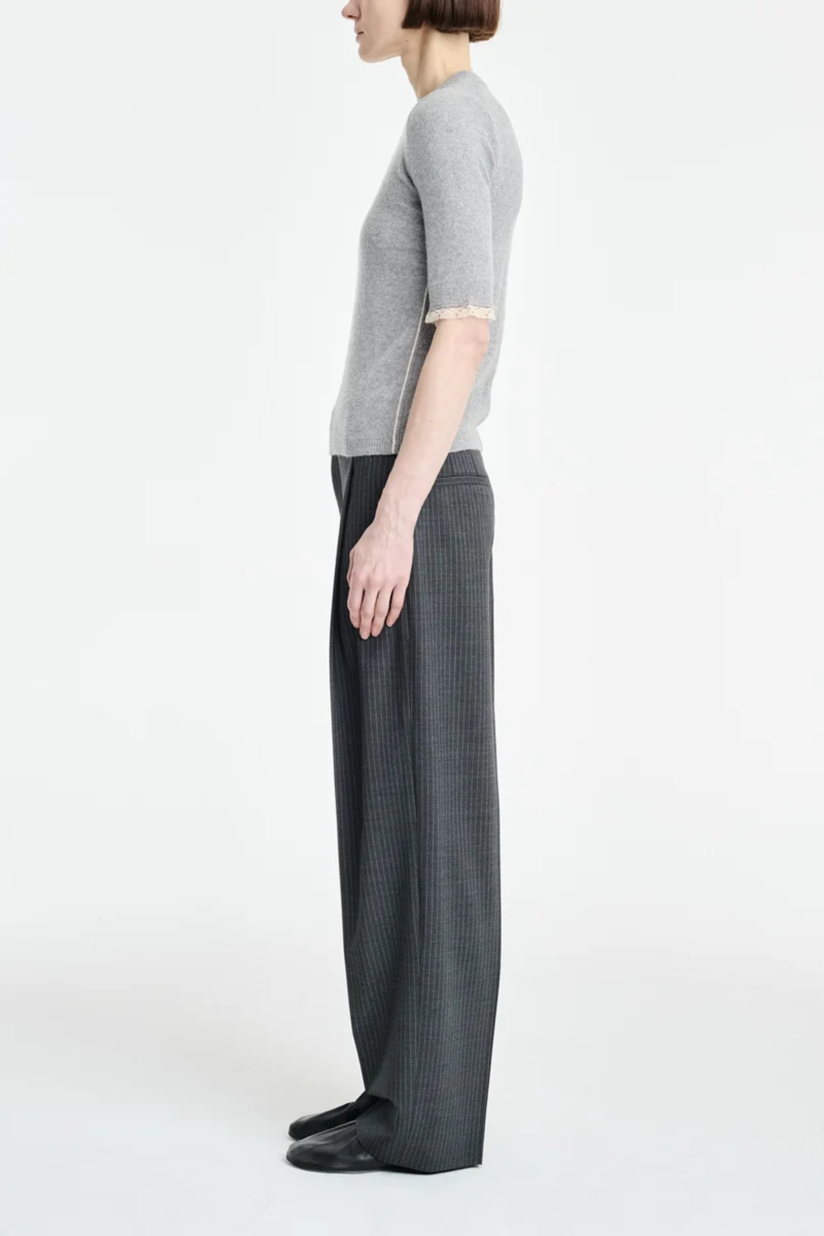 MARIA McMANUS Baby Tee - Grey Lace