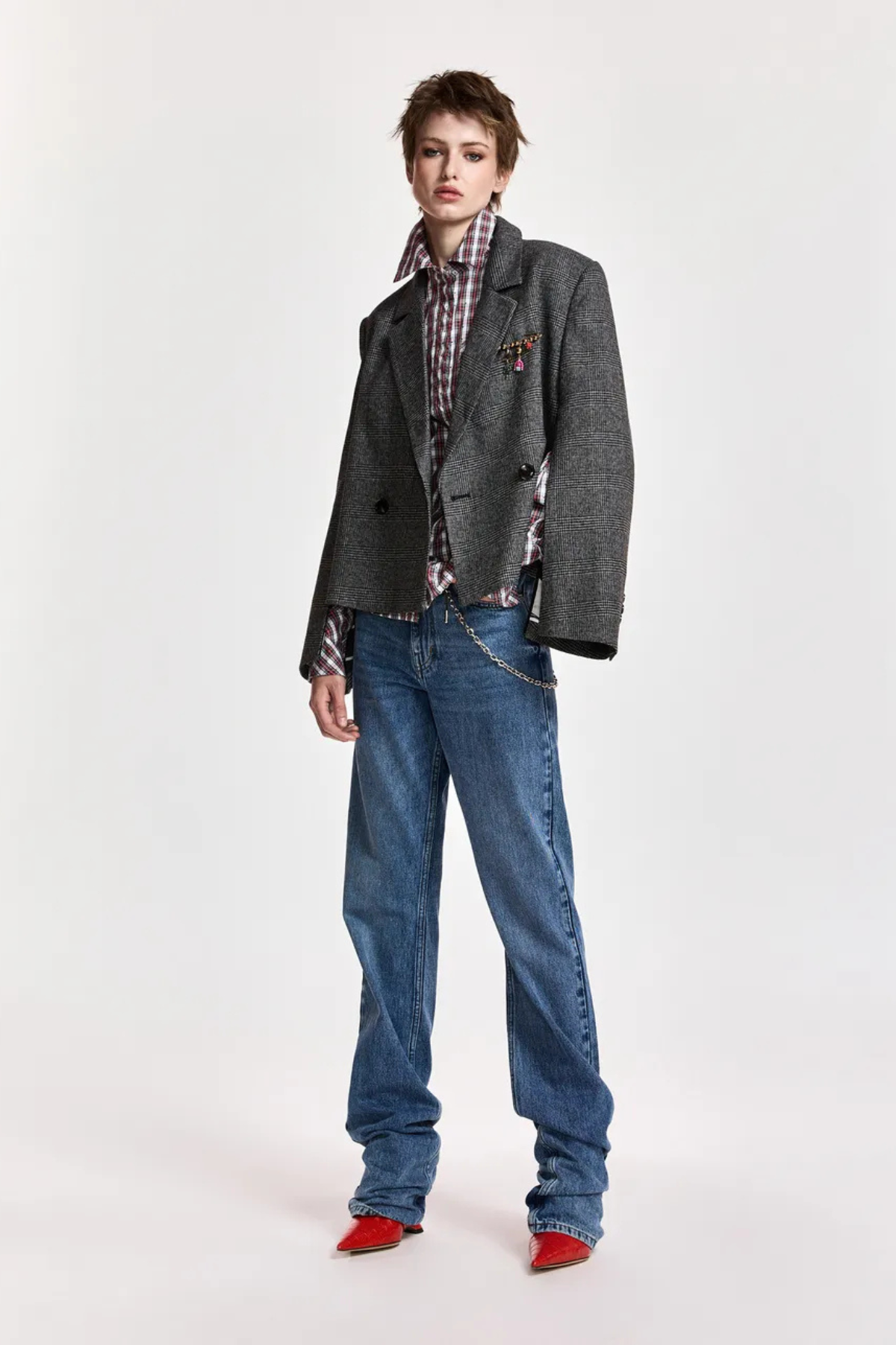Essentiel Antwerp Kiana Cropped Blazer - Charcoal Chic