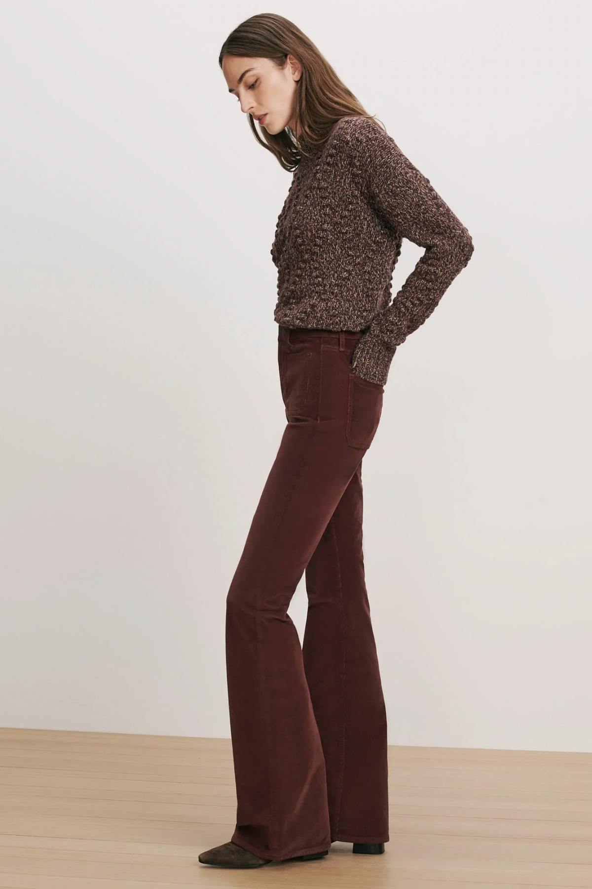 Veronica Beard Beverly Corduroy Skinny Flare Pant - Burgundy