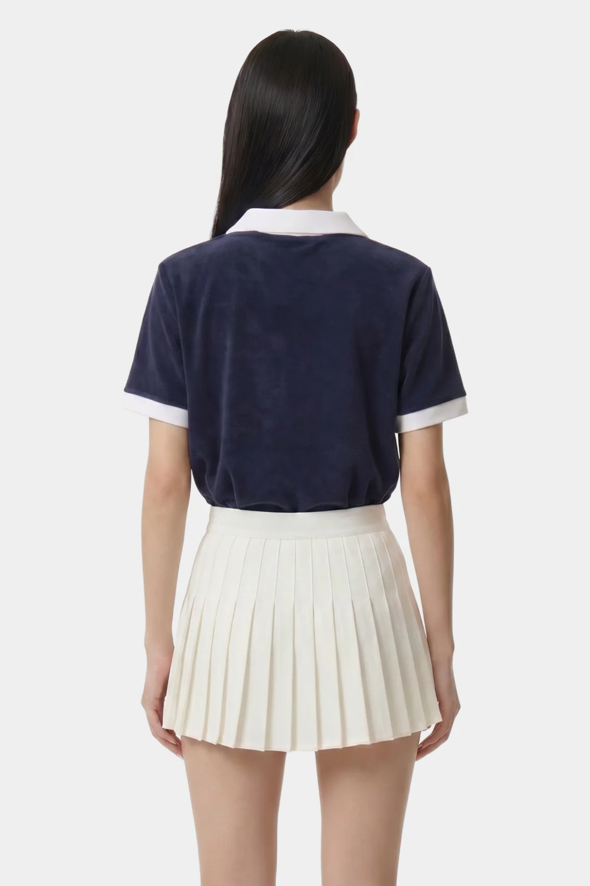Sporty & Rich Signature Logo Terry Polo - Dark Navy/White