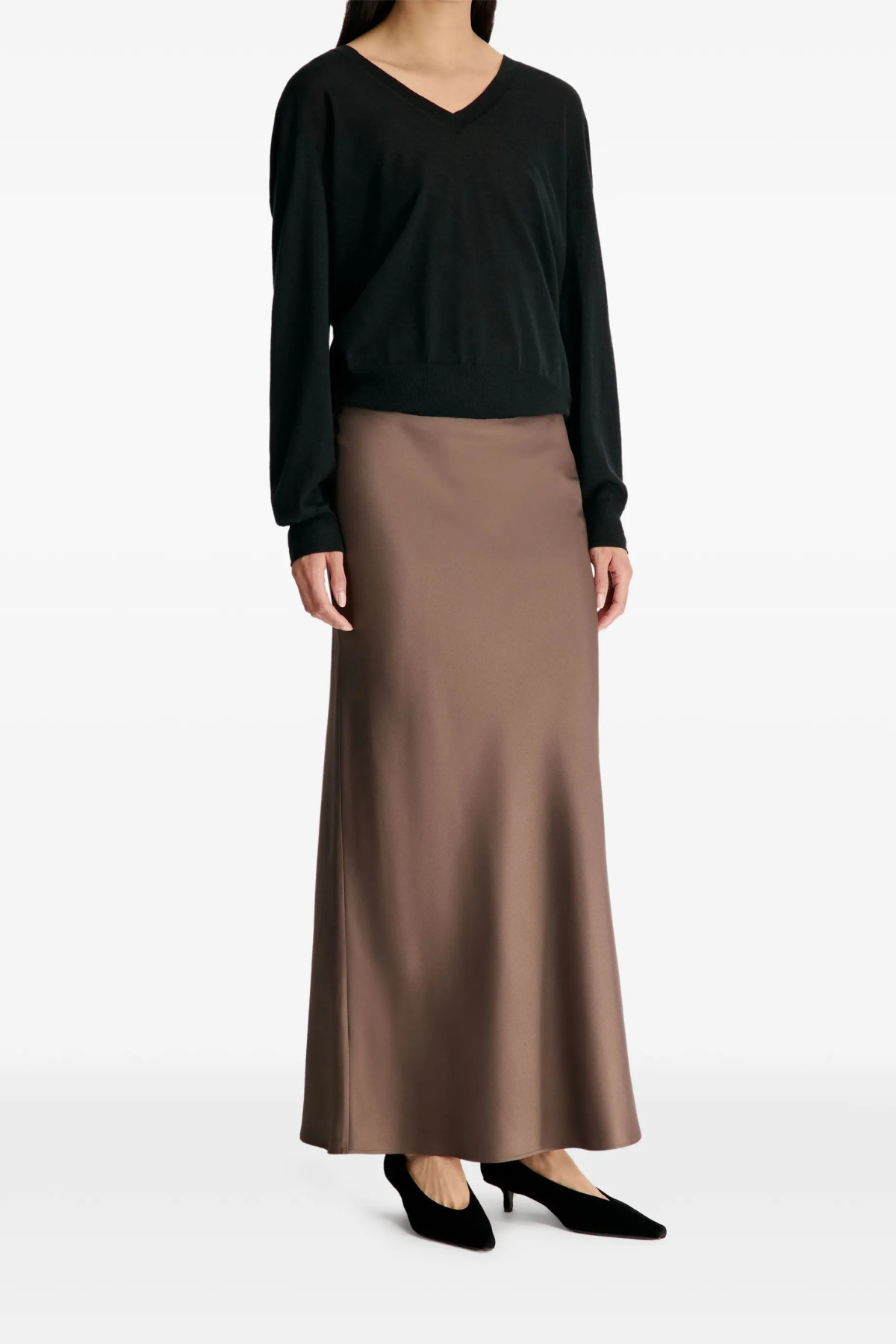 Loulou de Saison Eli A-Line Maxi Skirt - Dark Brown