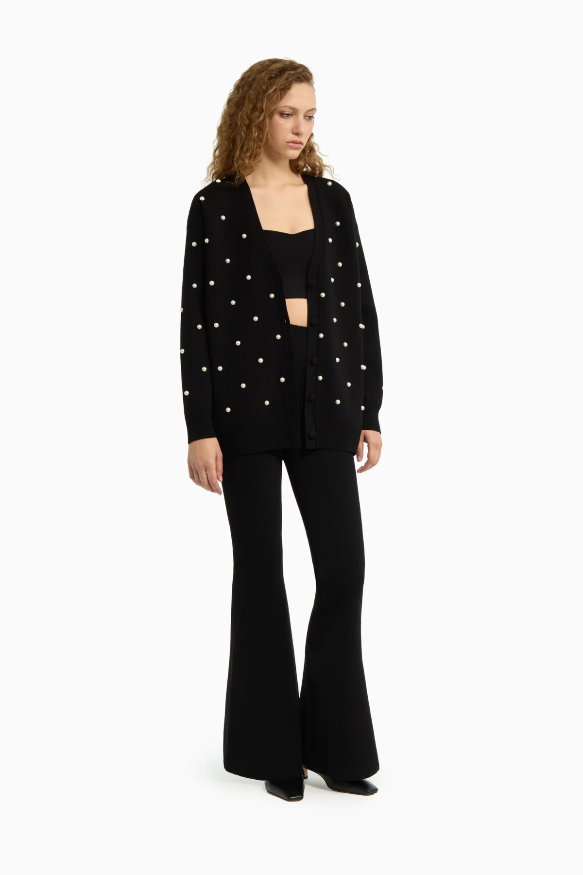 Dodiee Cynthia Pearl Cardigan - Black