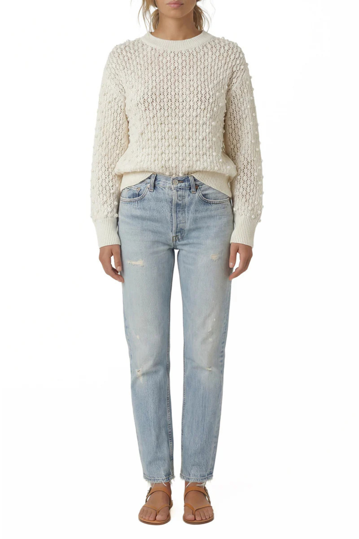 Le Superbe Beaded Solar Pullover - White