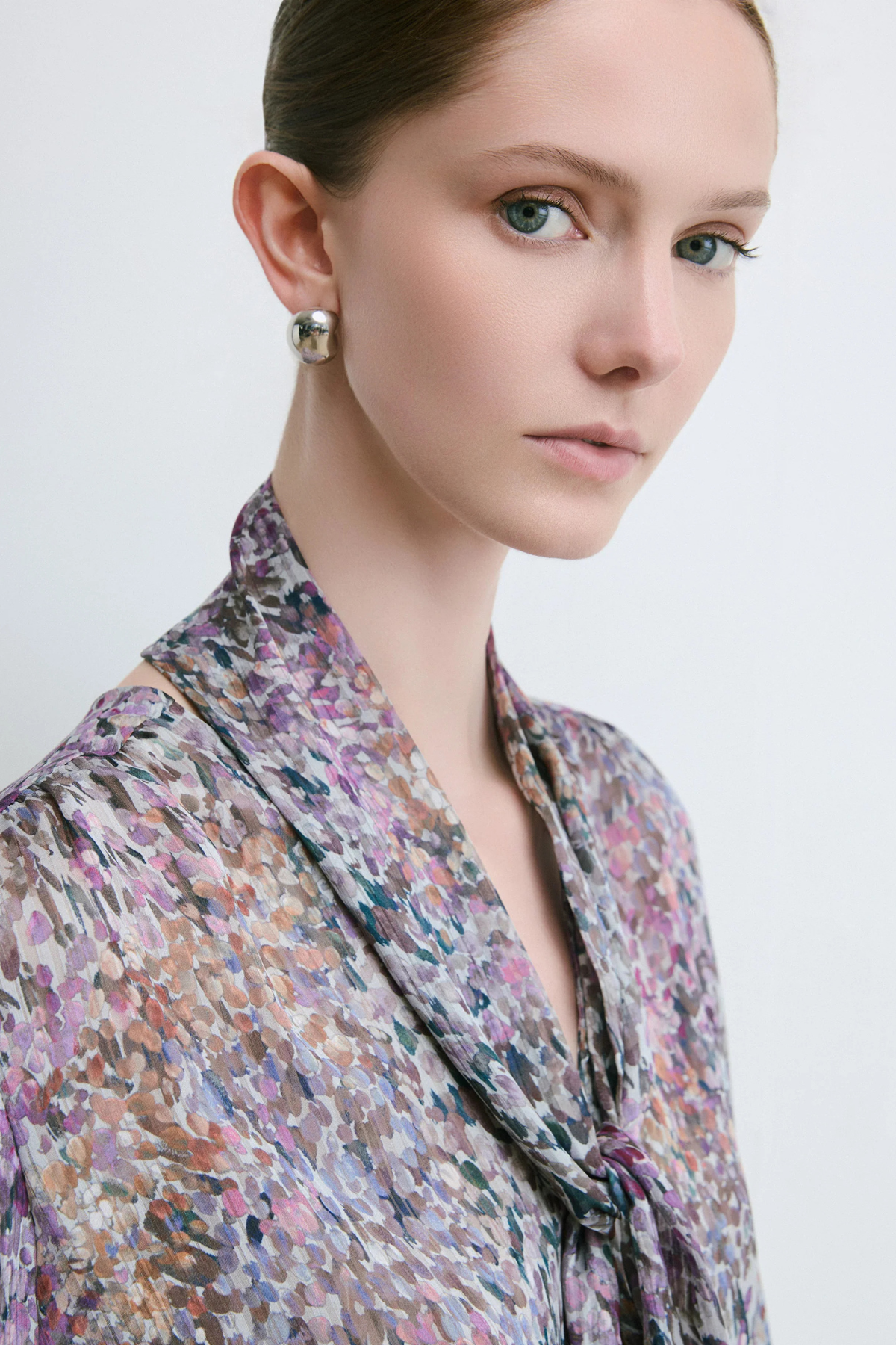 Judith & Charles Floral Print Scarf Casey Blouse - Mulberry Print
