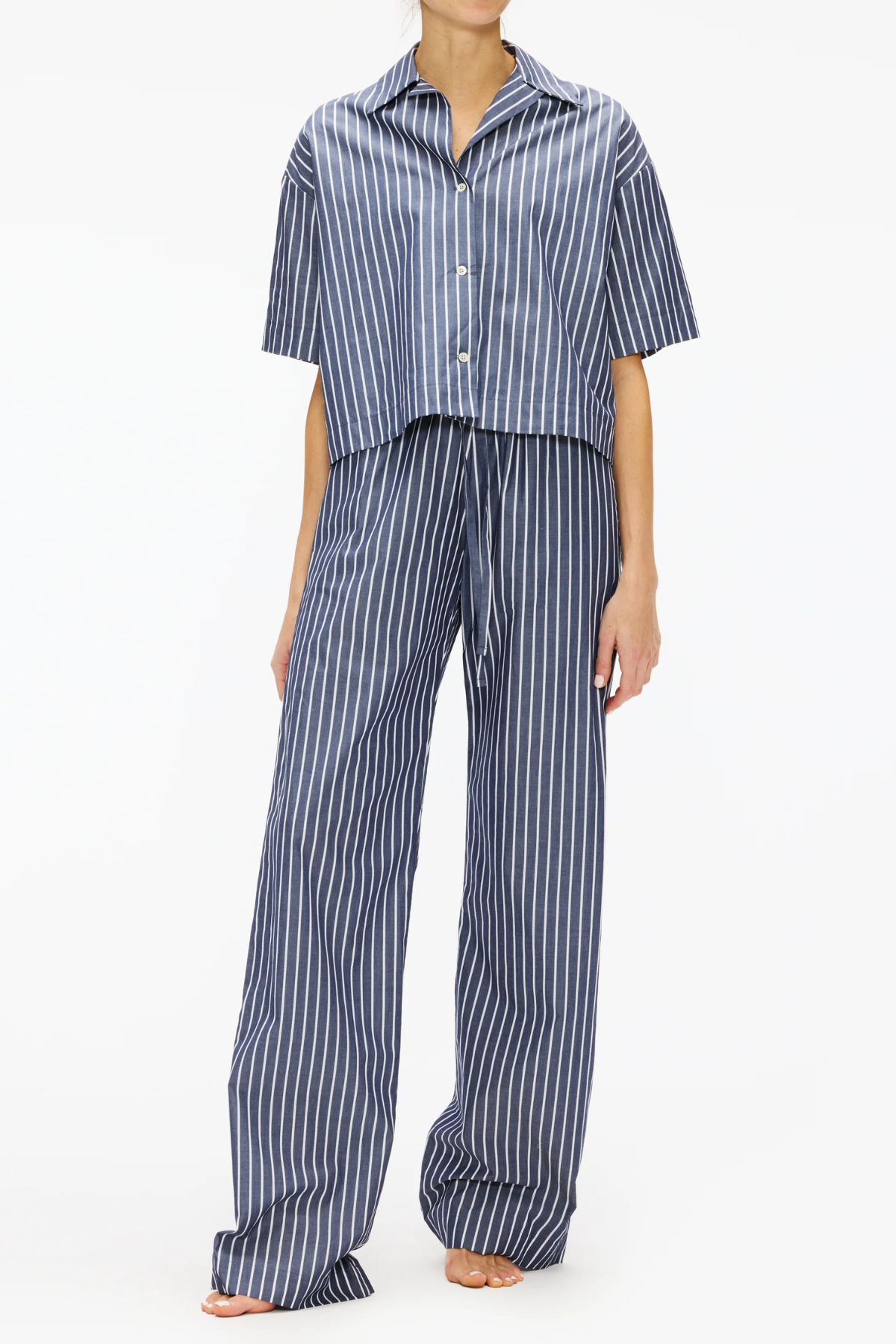 Enza Costa Poplin Cropped S/S Shirt