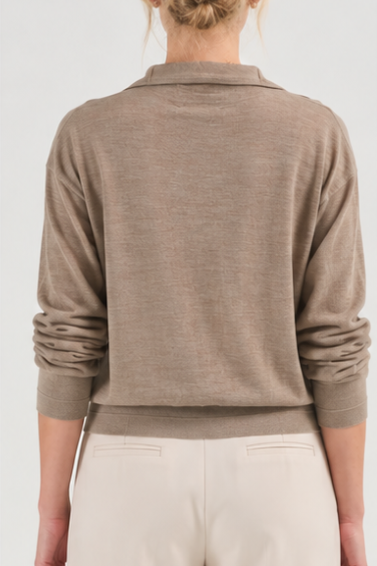 MARIA McMANUS Mock Neck Cardigan - Heather Pebble