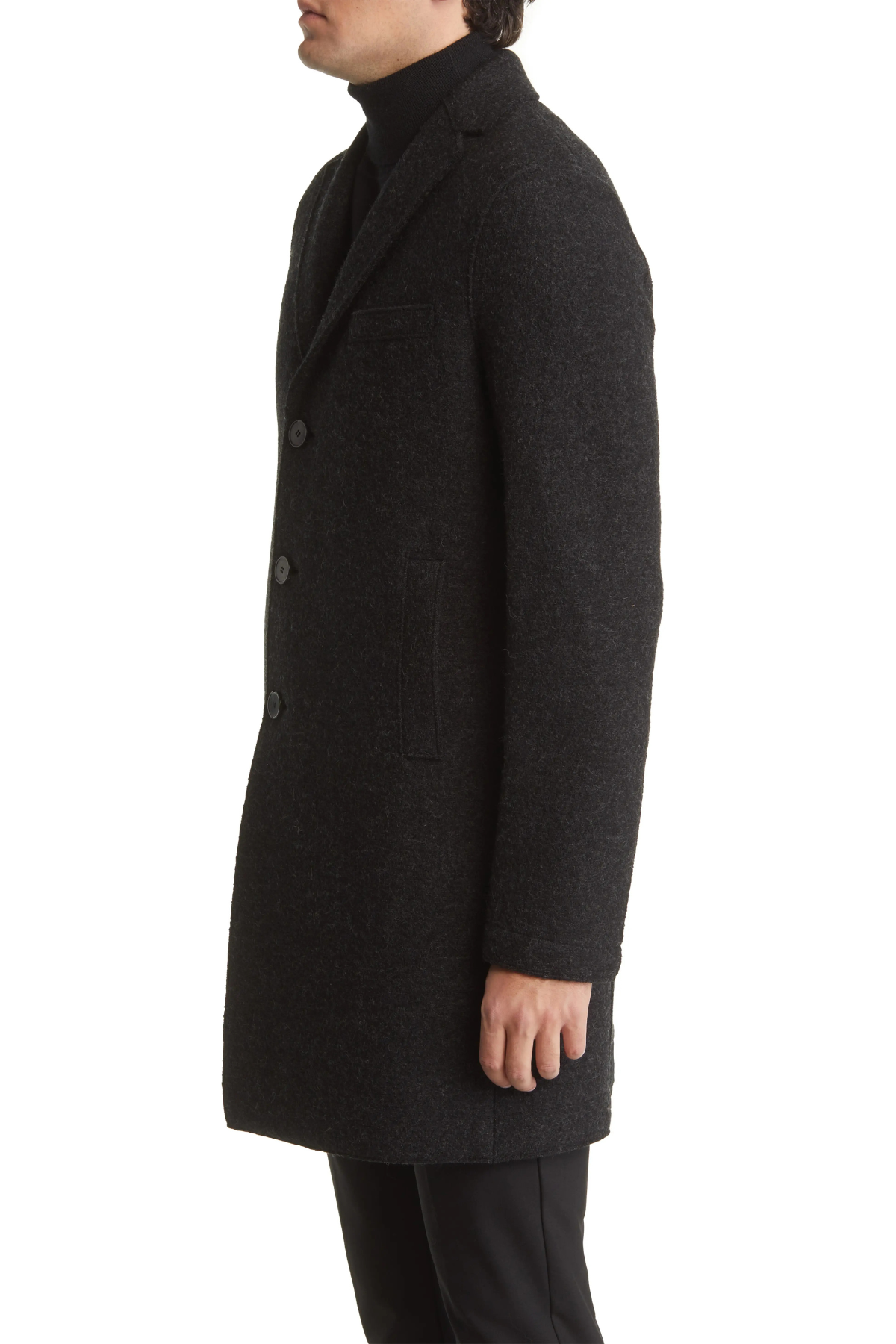 Harris Wharf Men's Boxy Coat Boiled Wool - Anthracite