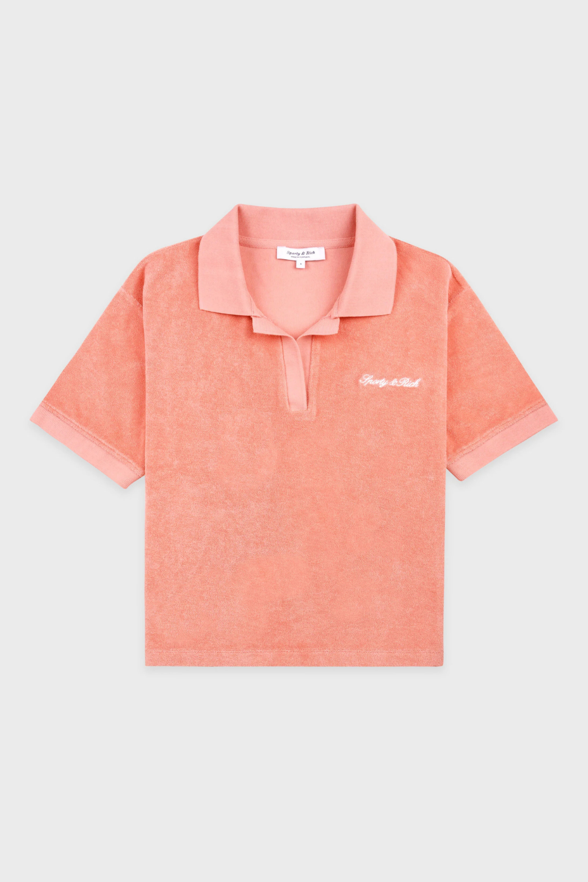 Sporty & Rich Signature Logo Terry Polo - Flamingo White