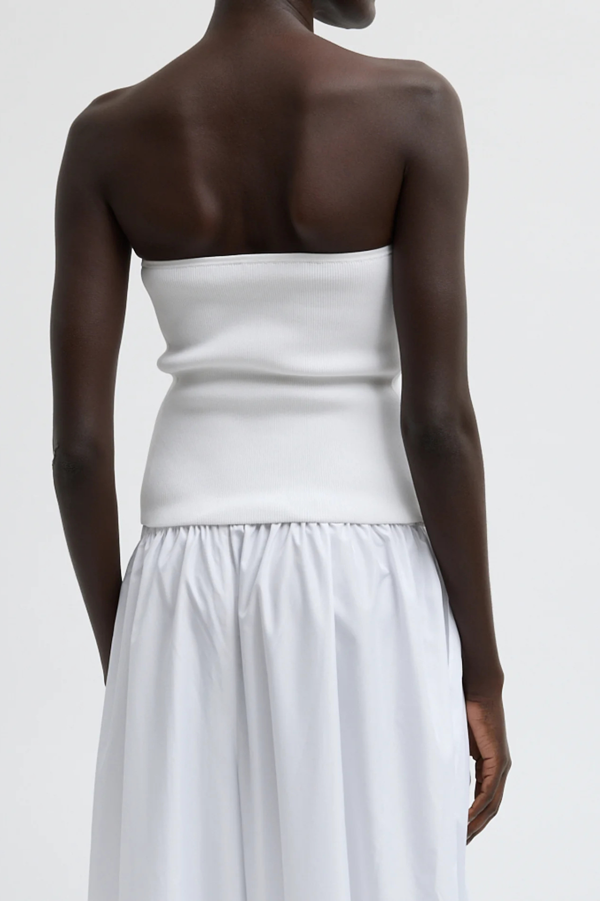 Tibi Ribbed Sweater Tube Top - White