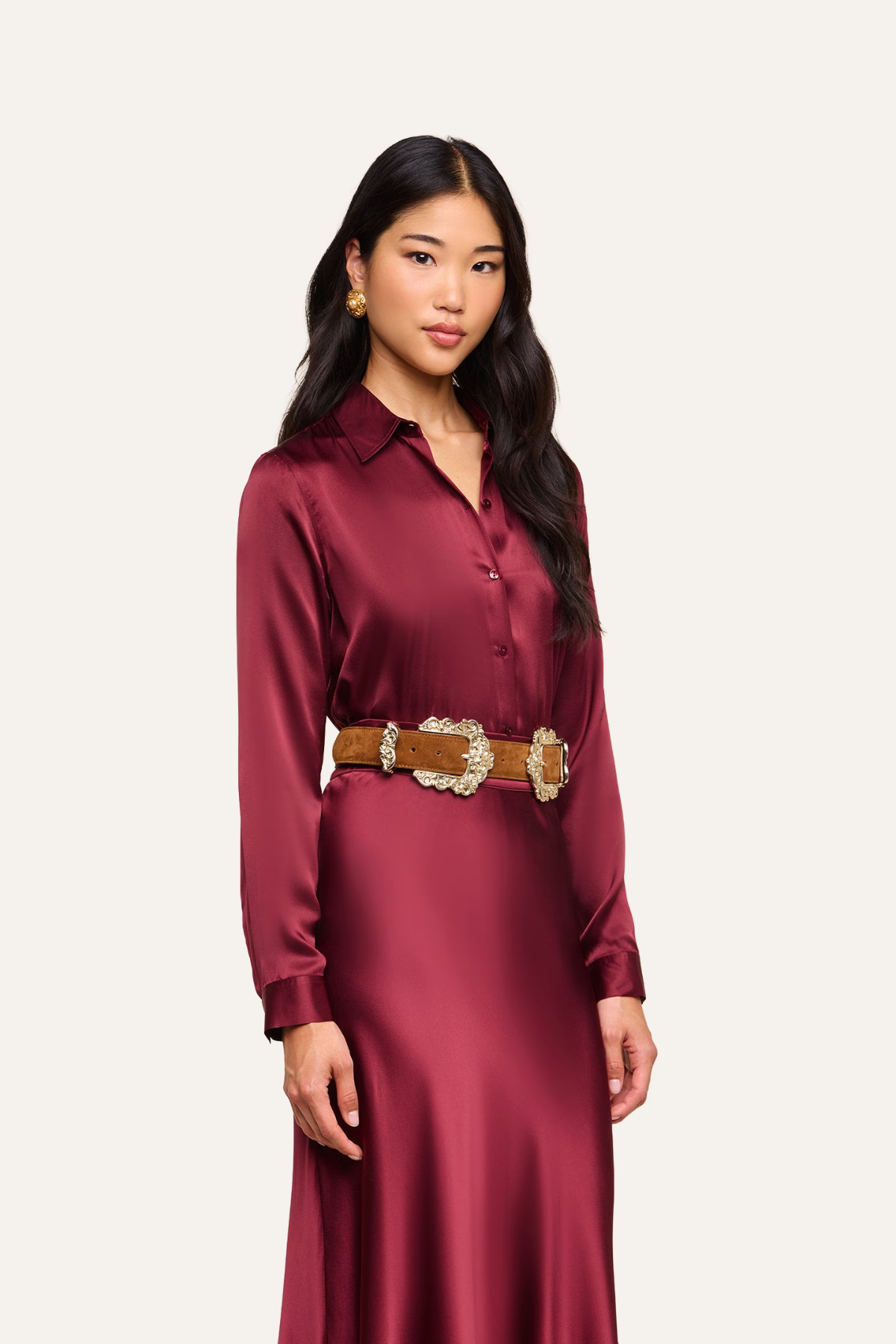 L’AGENCE Tyler Silk Blouse - Merlot Red