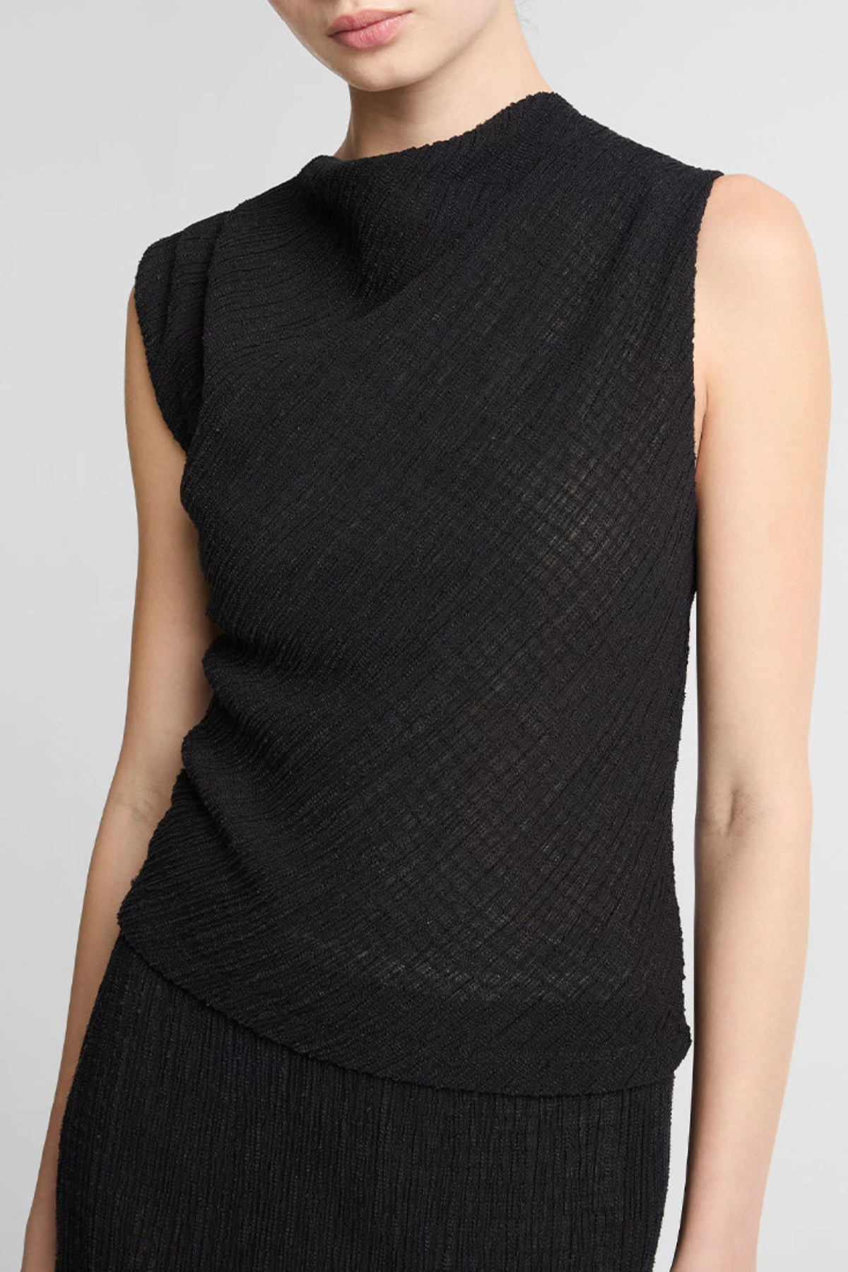 Vince Shadow Grid Cowlneck Top