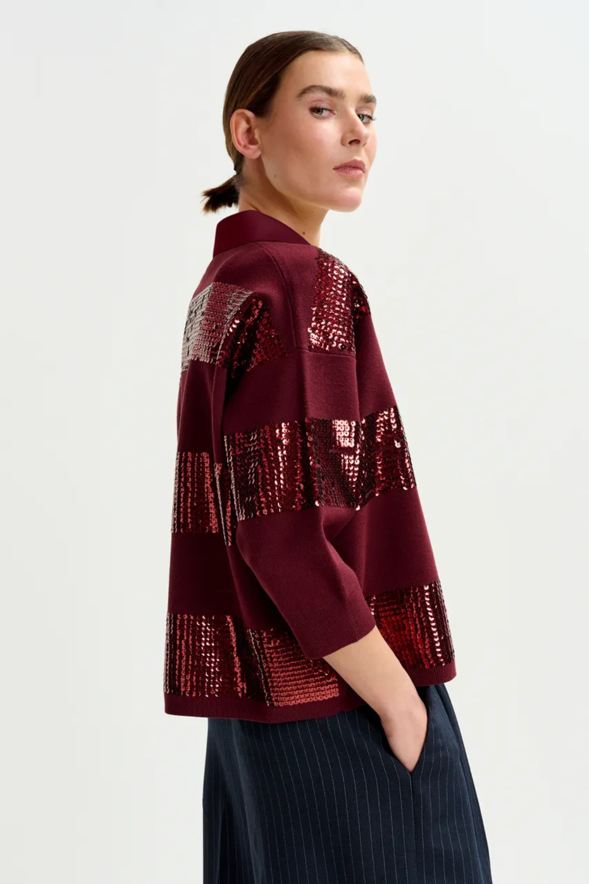 Essentiel Antwerp Illuminati Striped Sequin Polo