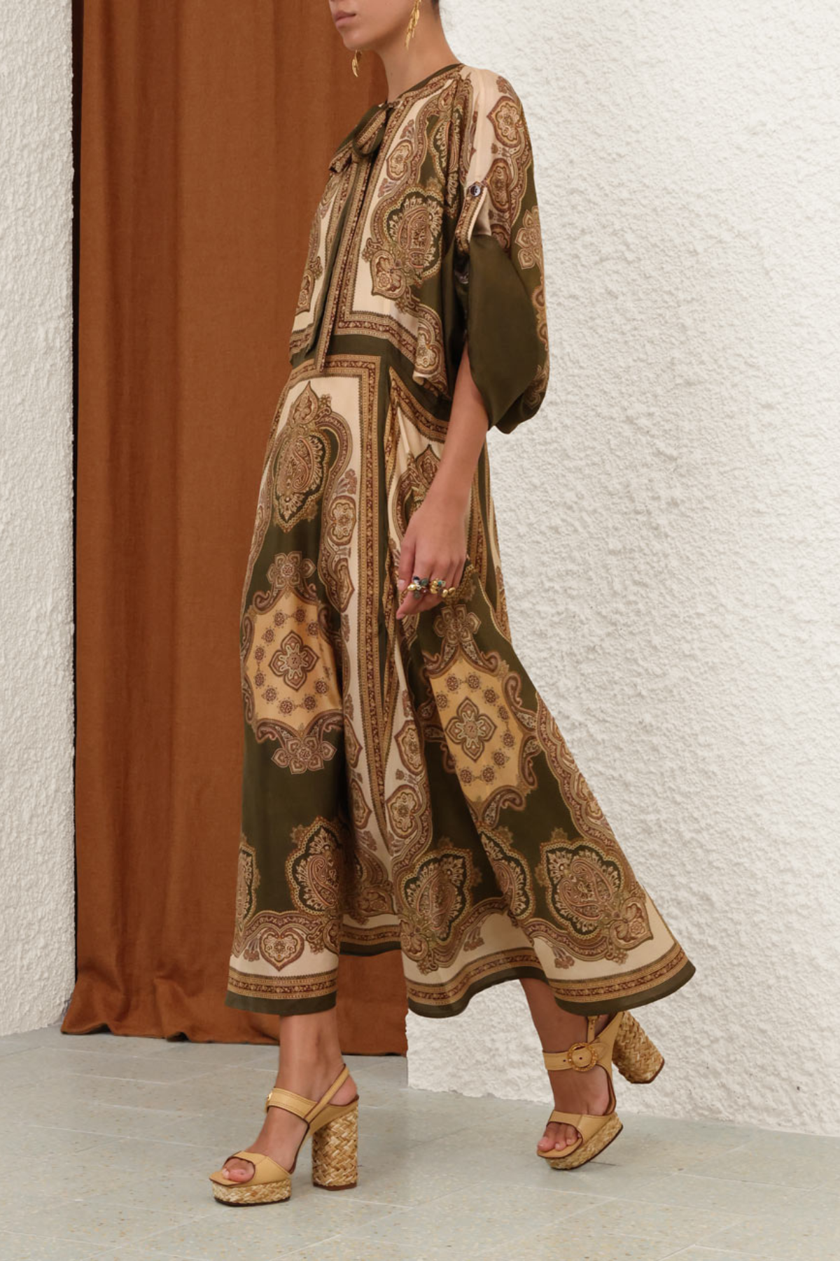 Zimmermann Mahon Tunic Midi Dress - Olive Paisley