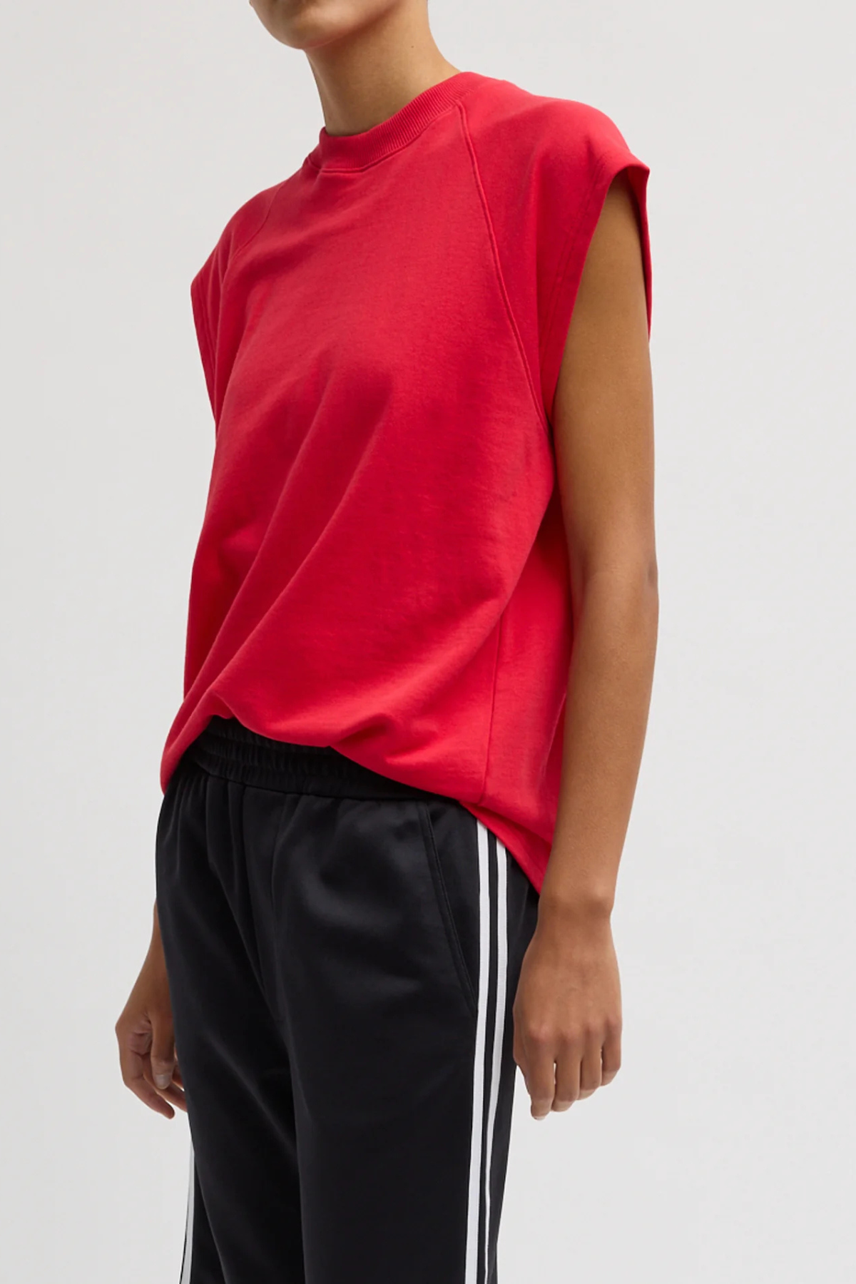 Tibi Light Weight Sweashirting Sleeveless Easy Top - Red