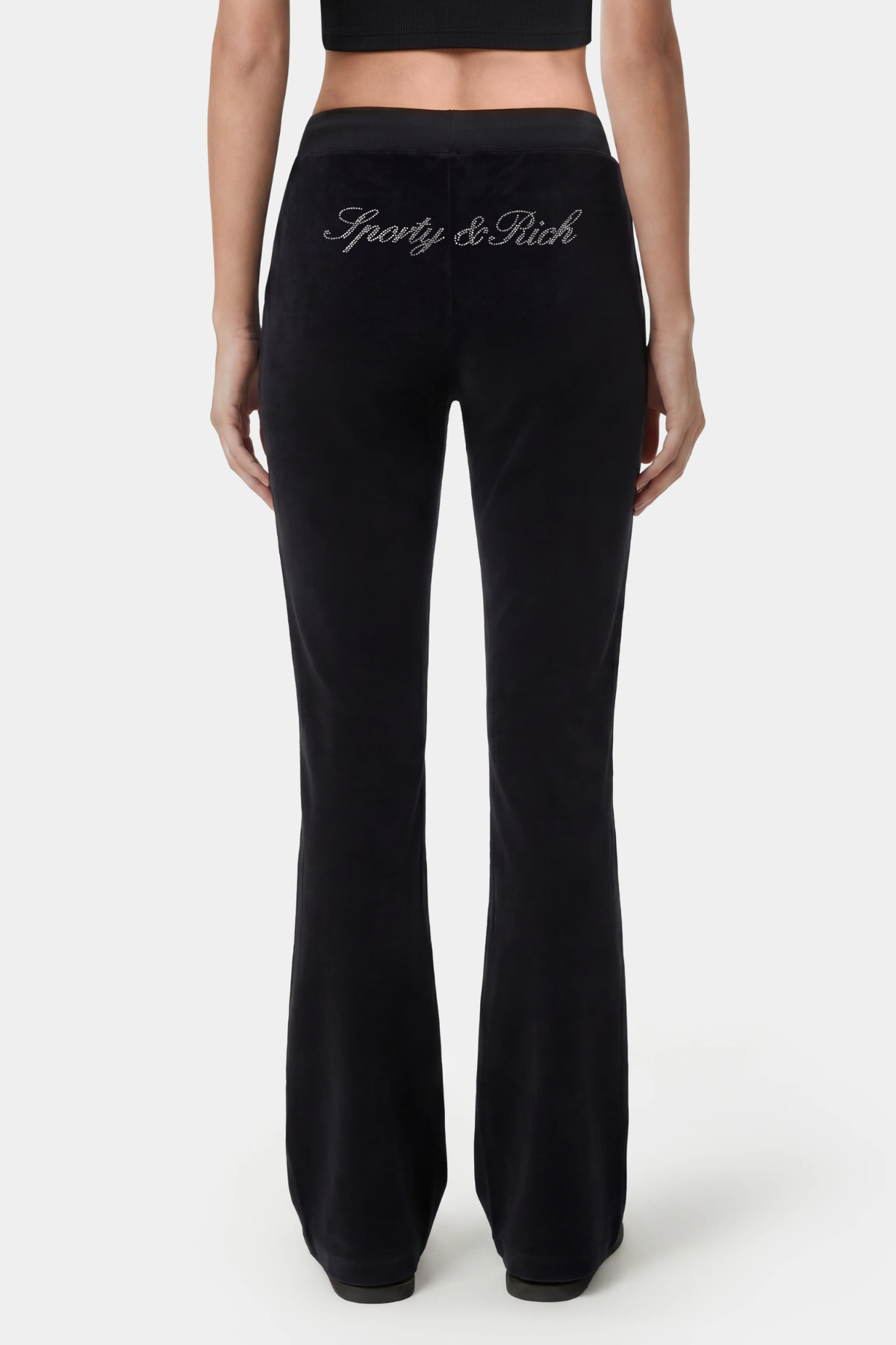 Sporty & Rich Signature Logo Krystal Sweatpant - Black Crystal