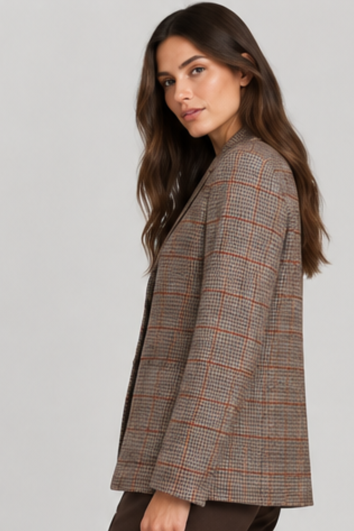 Harris Wharf Stand Up Collar Blazer P.O.W. Crafted With Loro Piana Fabric - Taupe&Rust