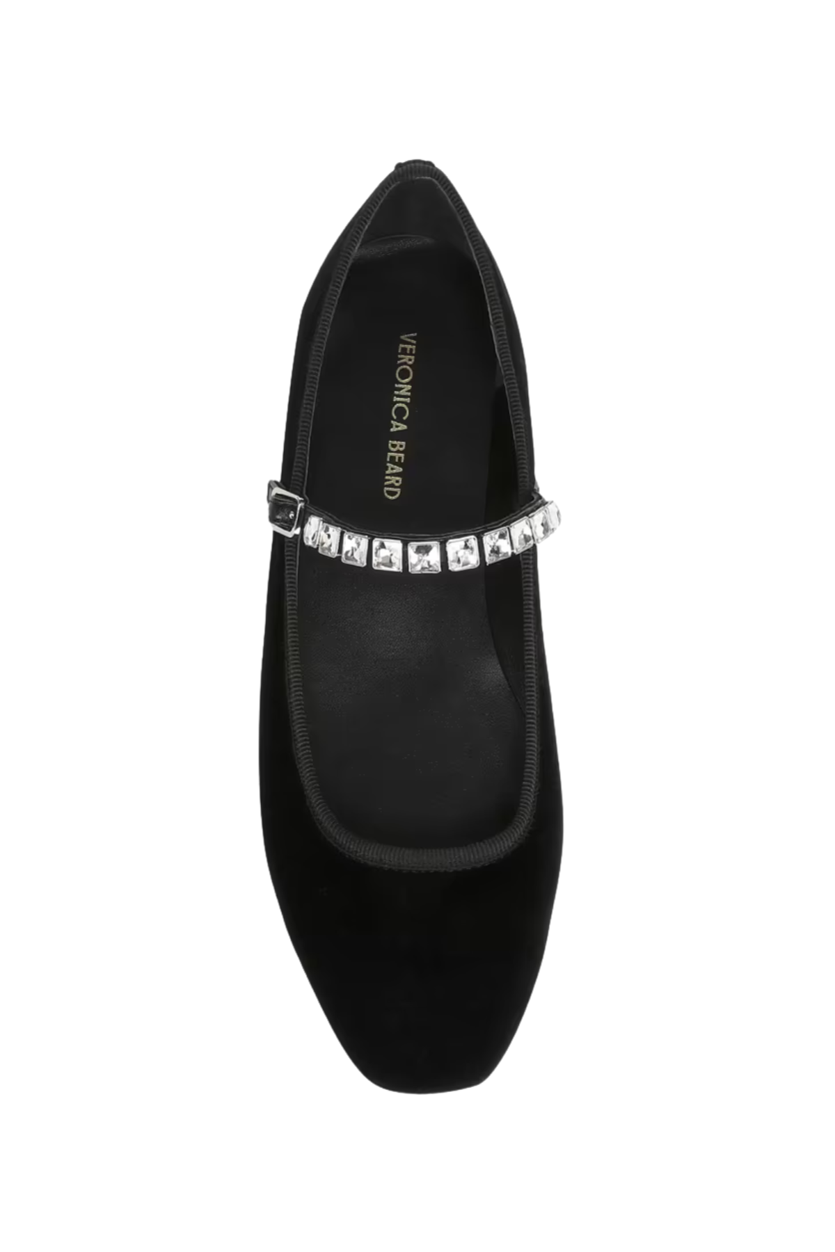 Veronica Beard Ellie Velvet Crystal Strap Flat - Black