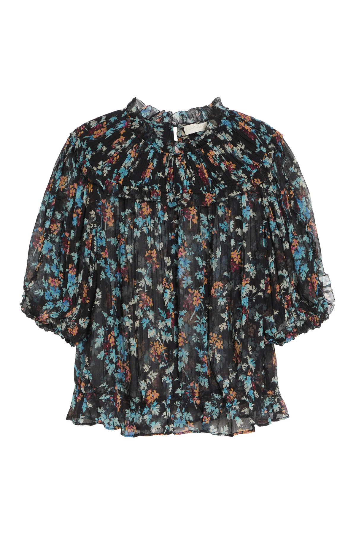 Ulla Johnson Solenne Short Sleeve Silk Top - Nightshade