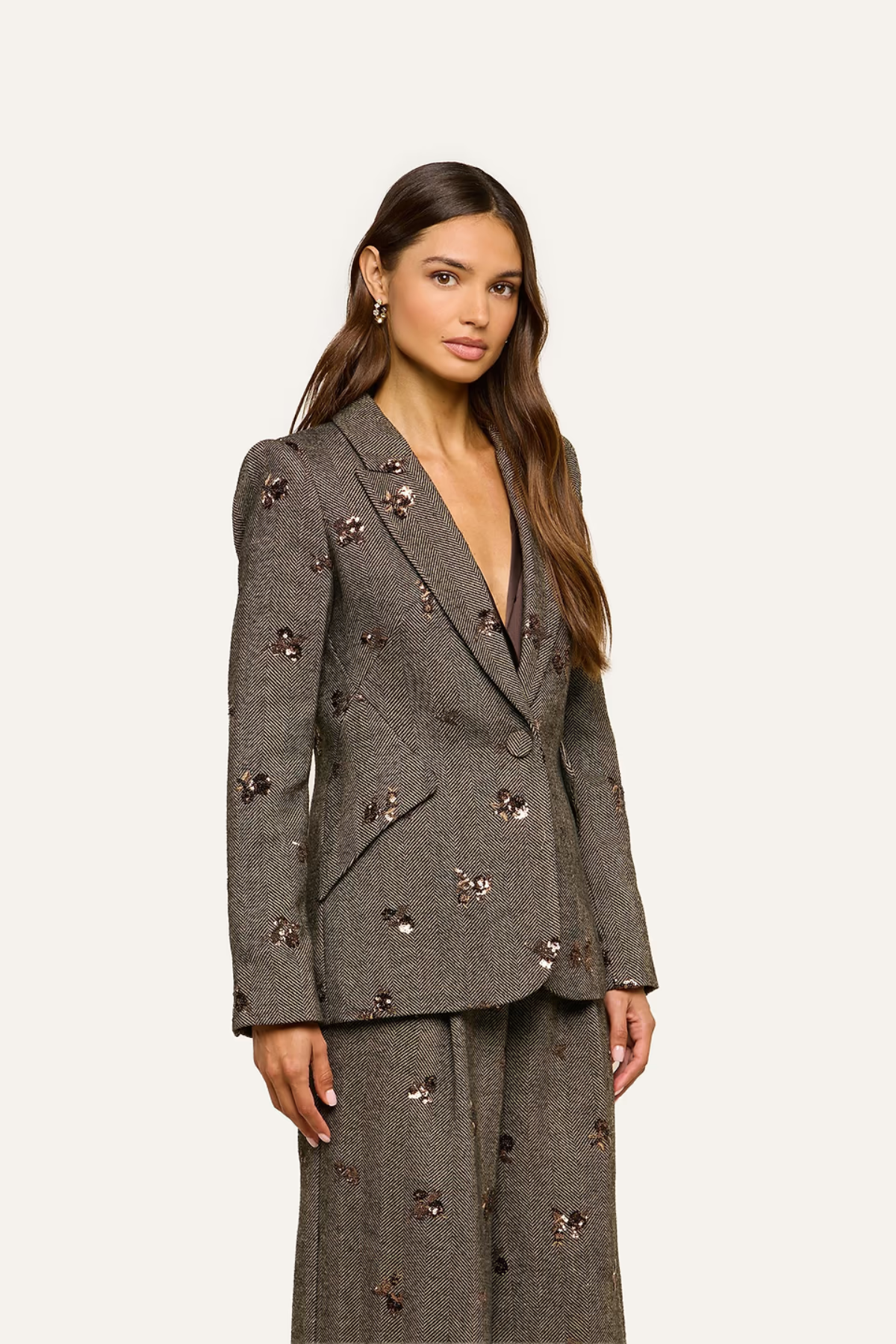 L'AGENCE Chamberlain Blazer - Beige/Black/Gold Flower