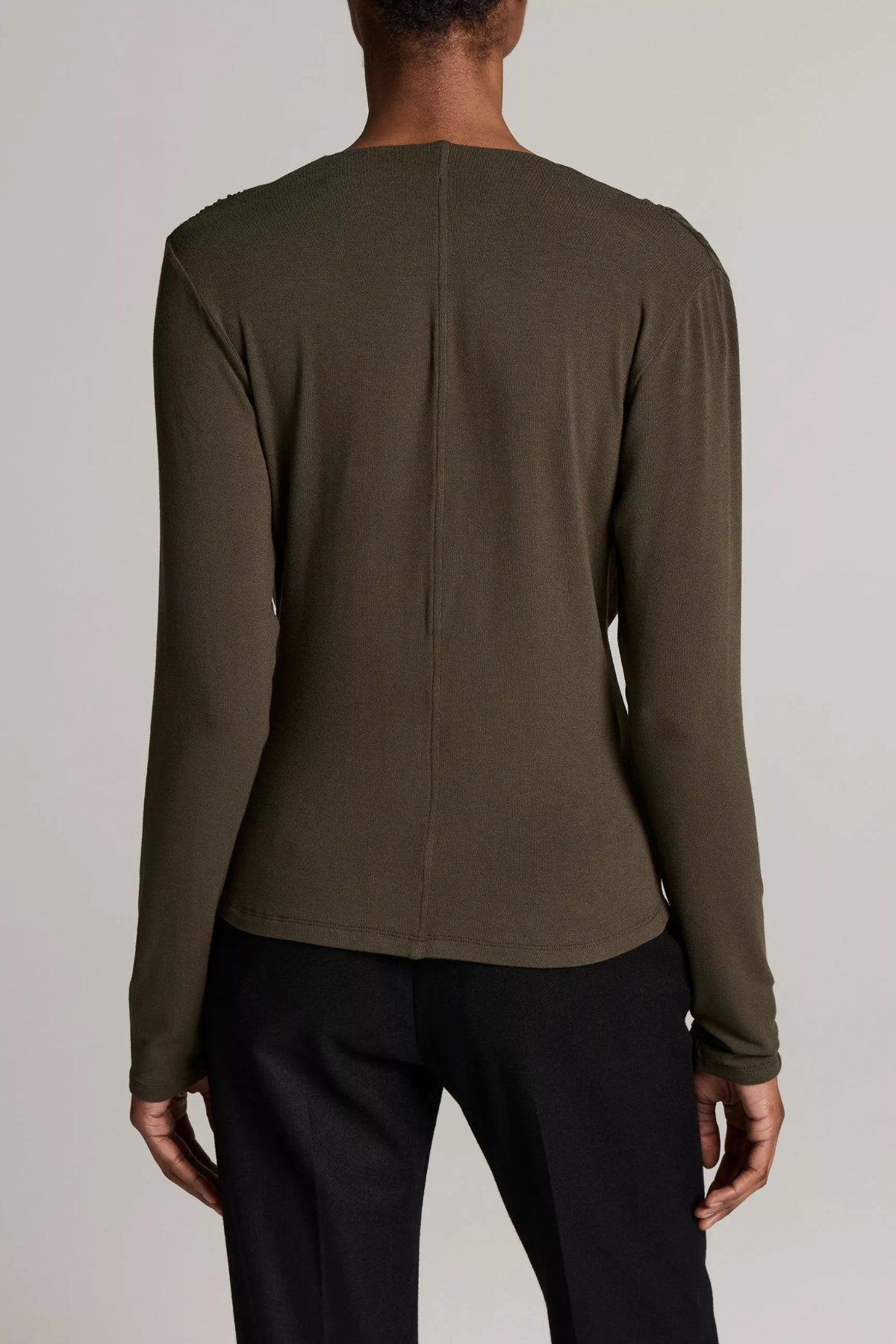 Vince Long Sleeve Cowl Neck Top - Dark Moss