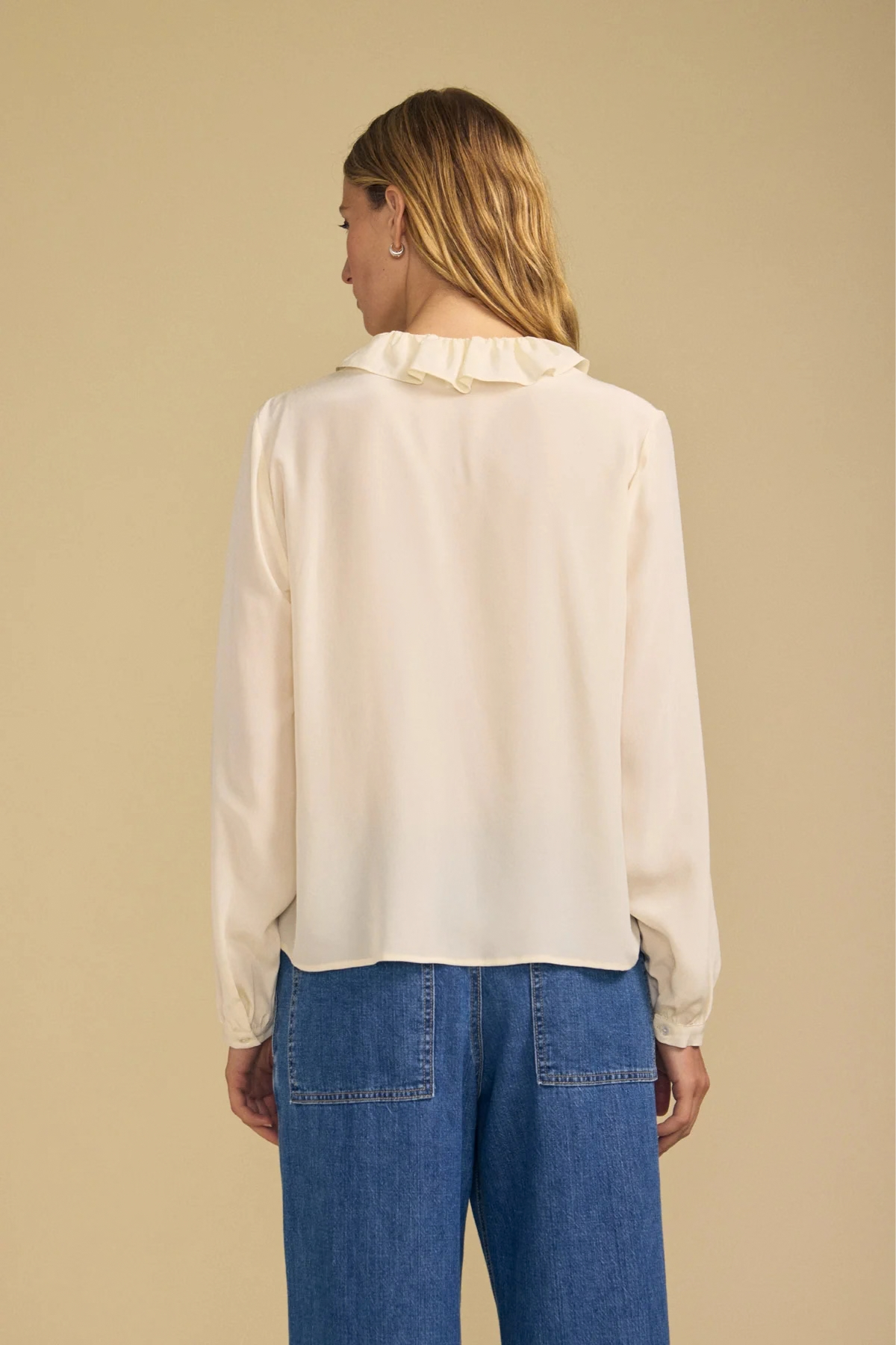 Velvet Paige Washed Silk Solid Top - Pearl