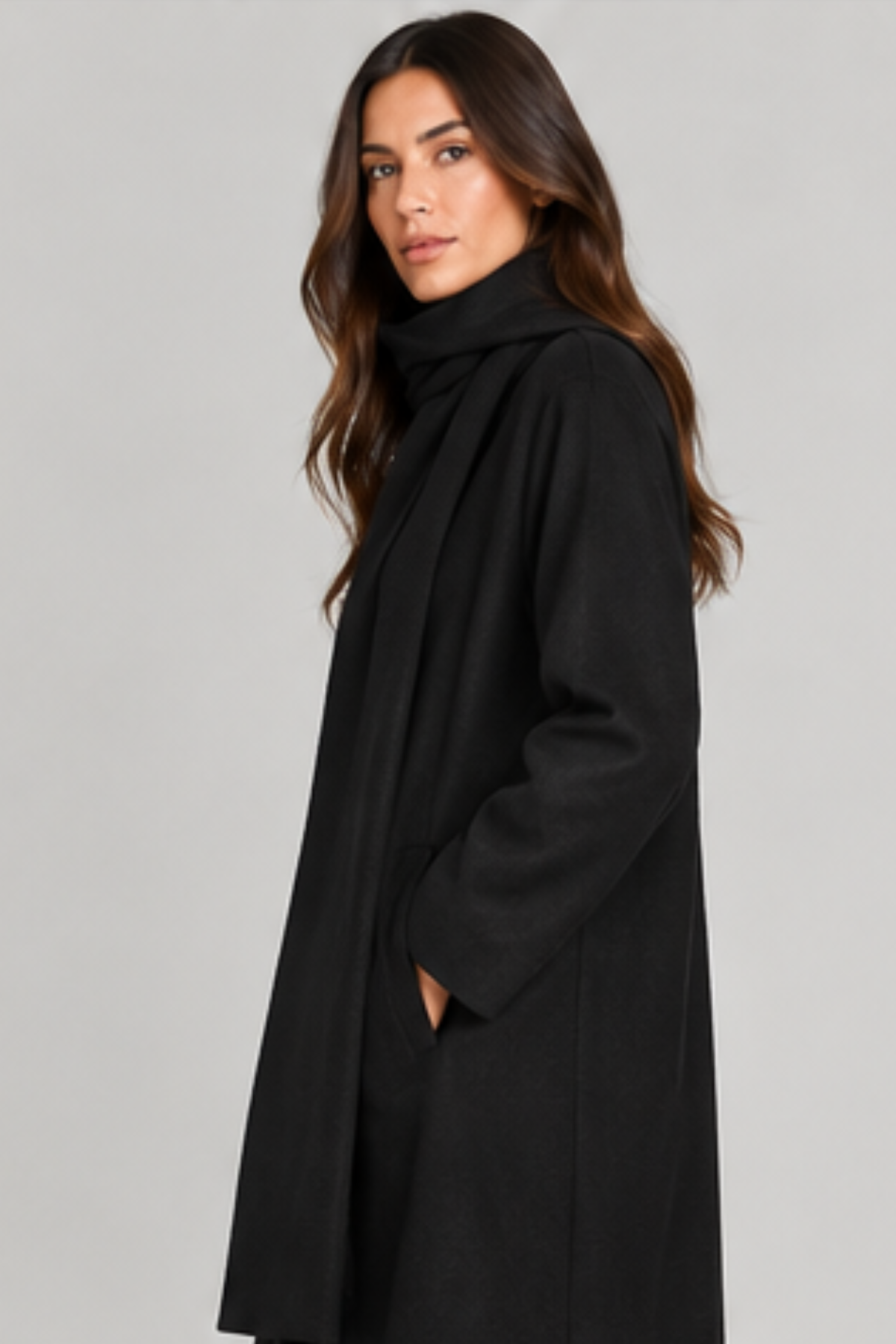 Harris Wharf Scarf Jacket Cashmere Blend - Black