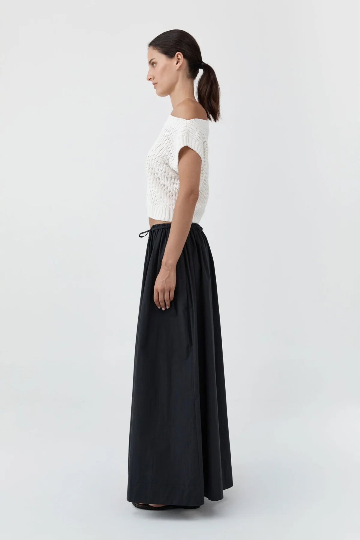 St. Agni Cotton Hybrid Wide Leg Pants - Black
