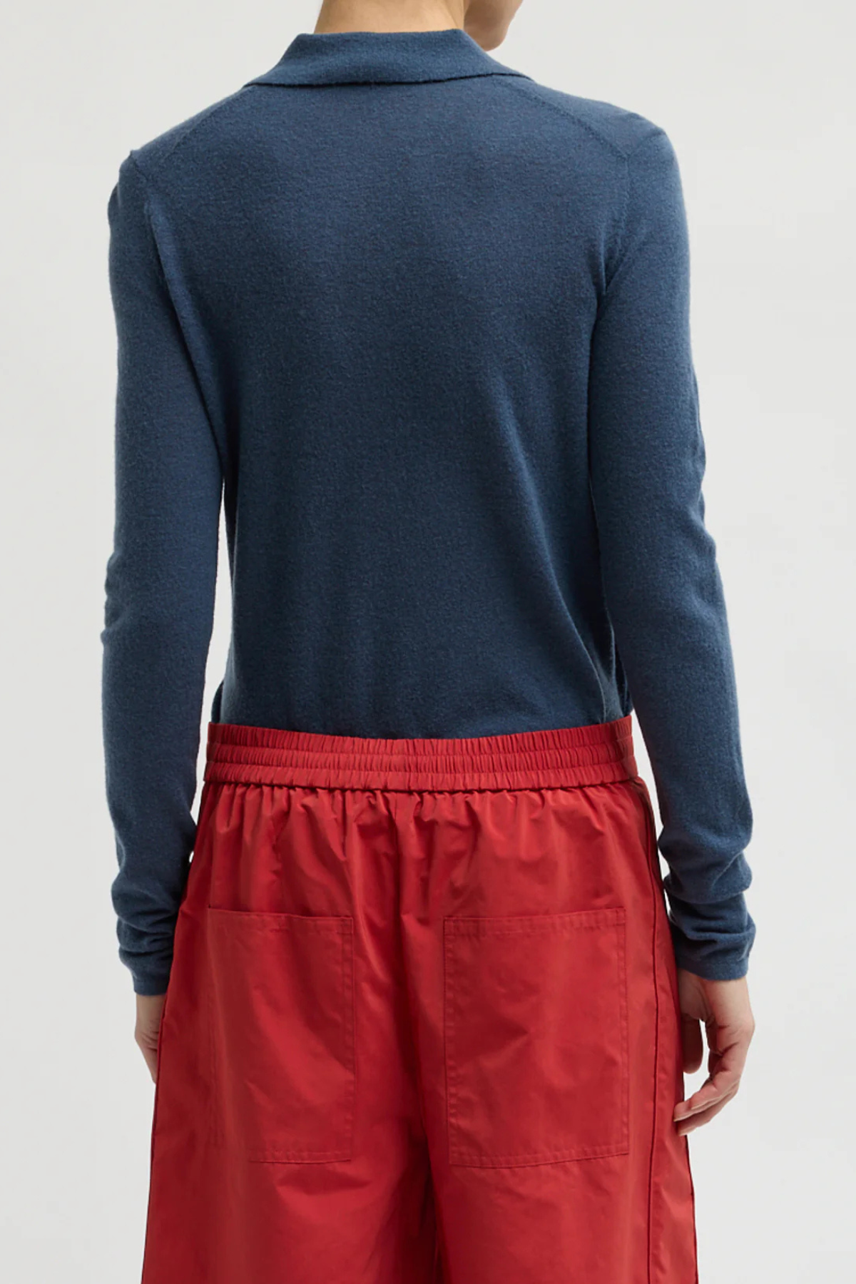 Tibi Skinlike Mercerized Wool Soft Sheer Polo - Blue Fog
