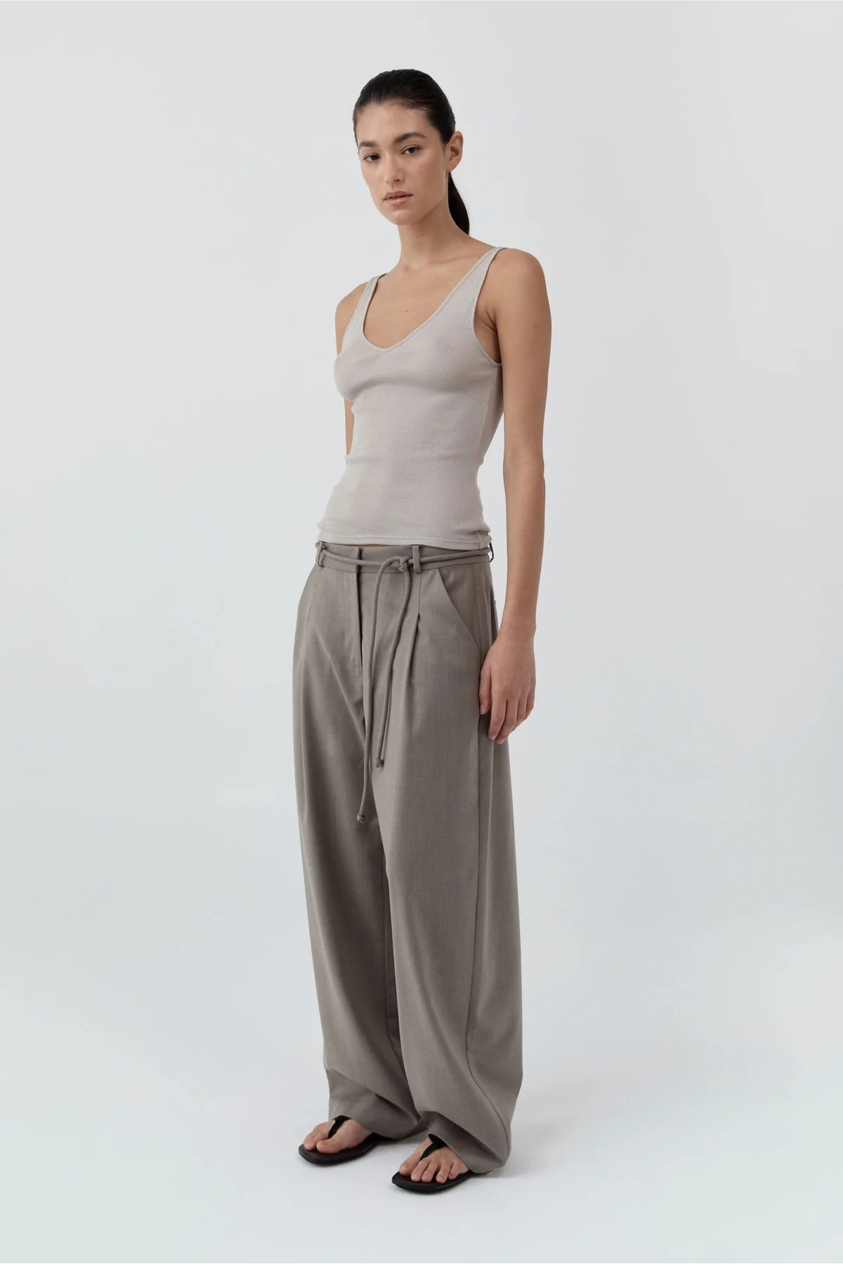St. Agni Tailored Barrel Pants - Light Taupe