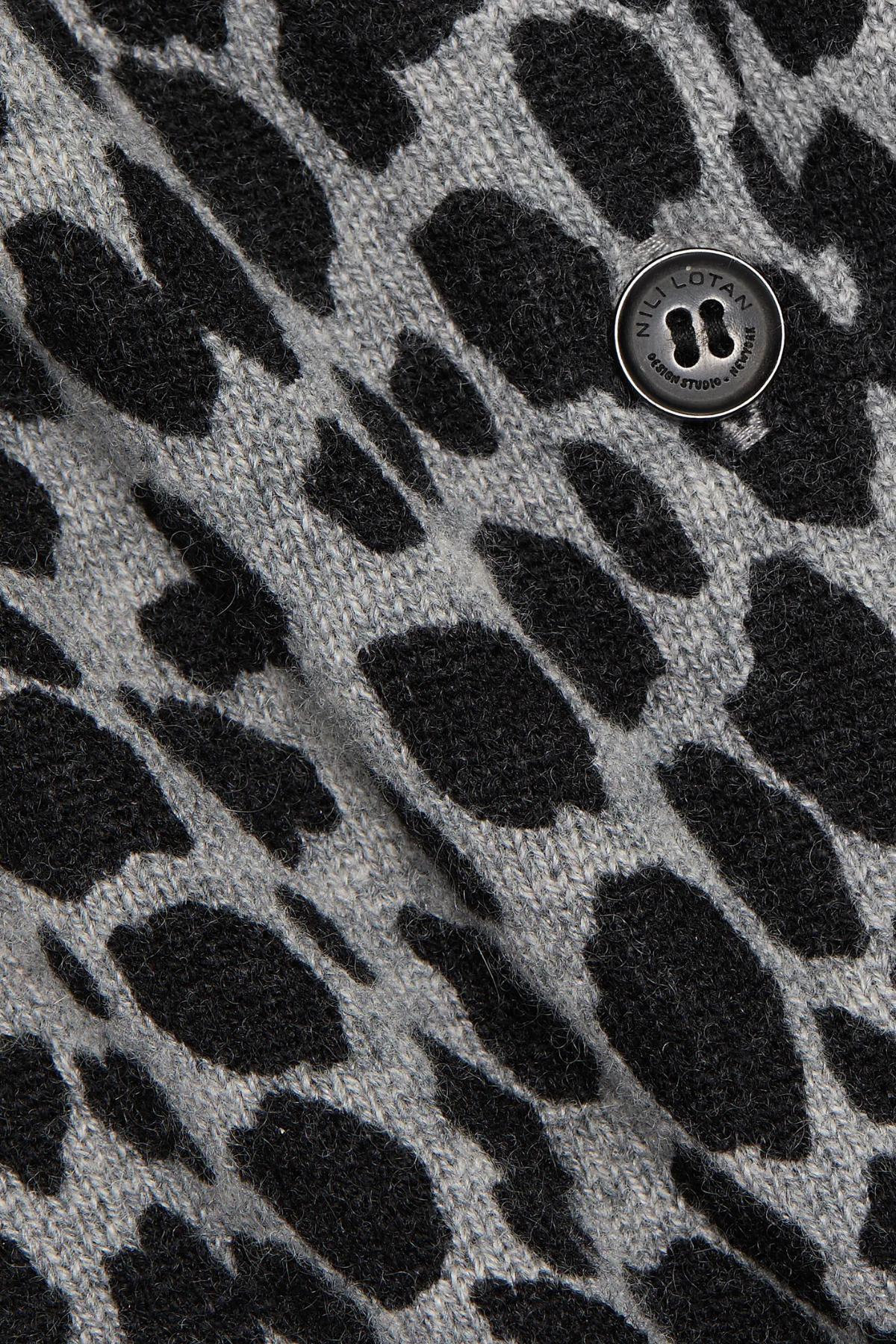 Nili Lotan Keelah Cardigan - Pebble Grey Heather/ Black Cheetah