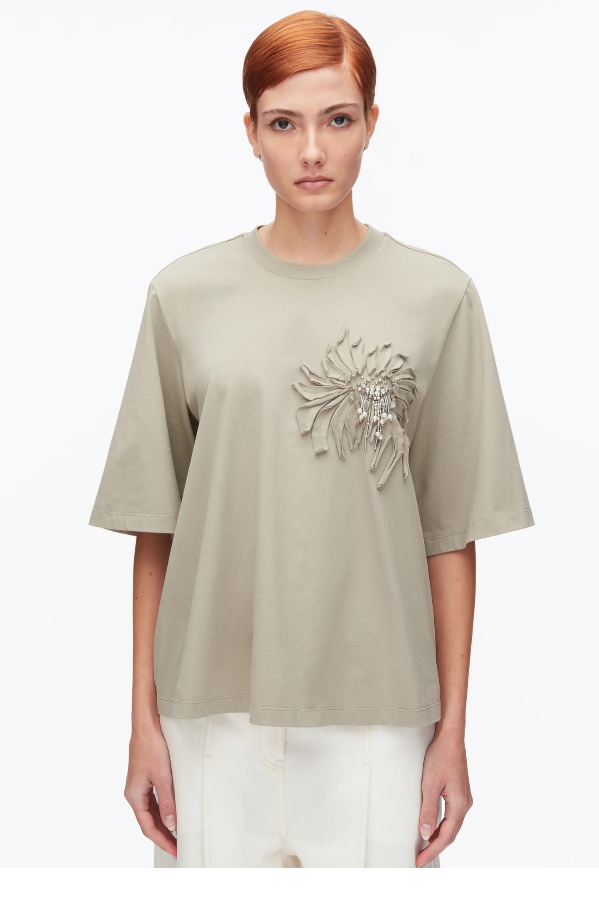 3.1 Phillip Lim Trapeze T-Shirt With Floral Applique