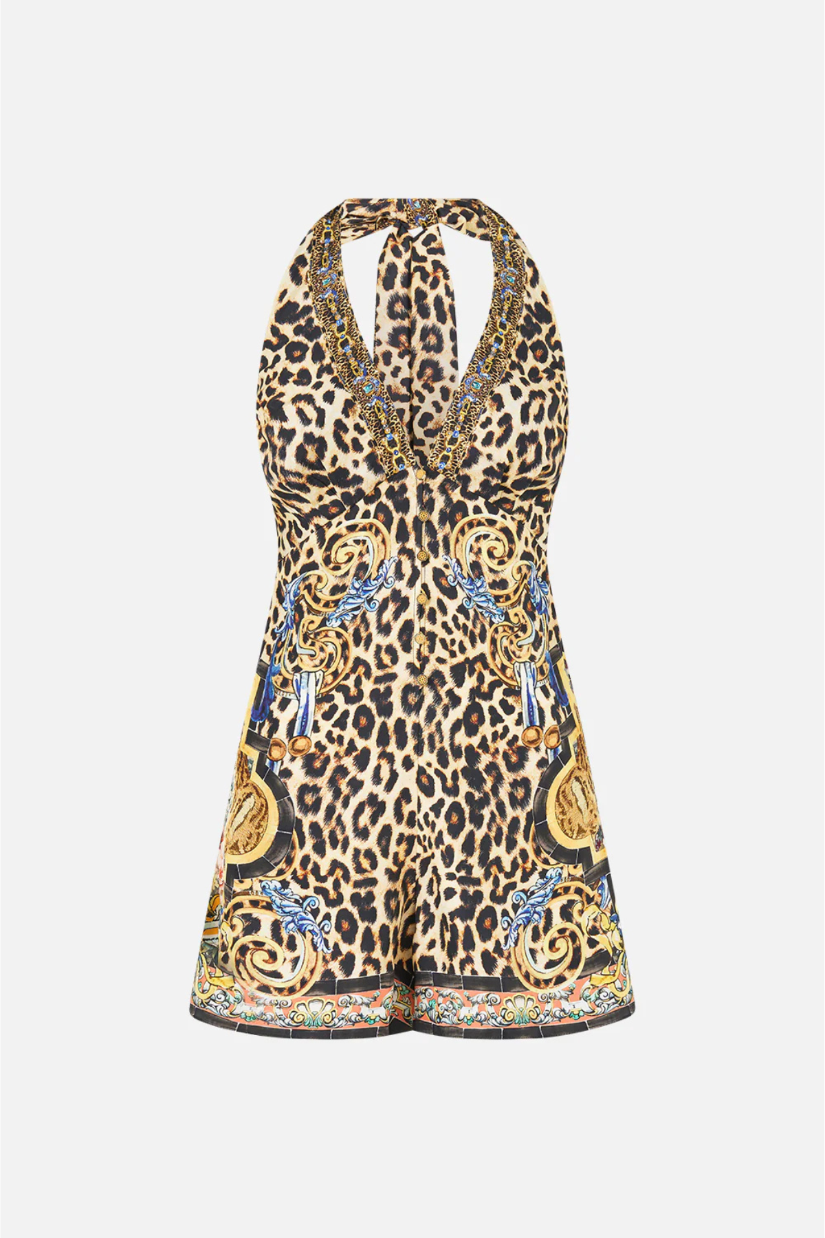 Camilla Button Front Halter Playsuit - Sevillian Style