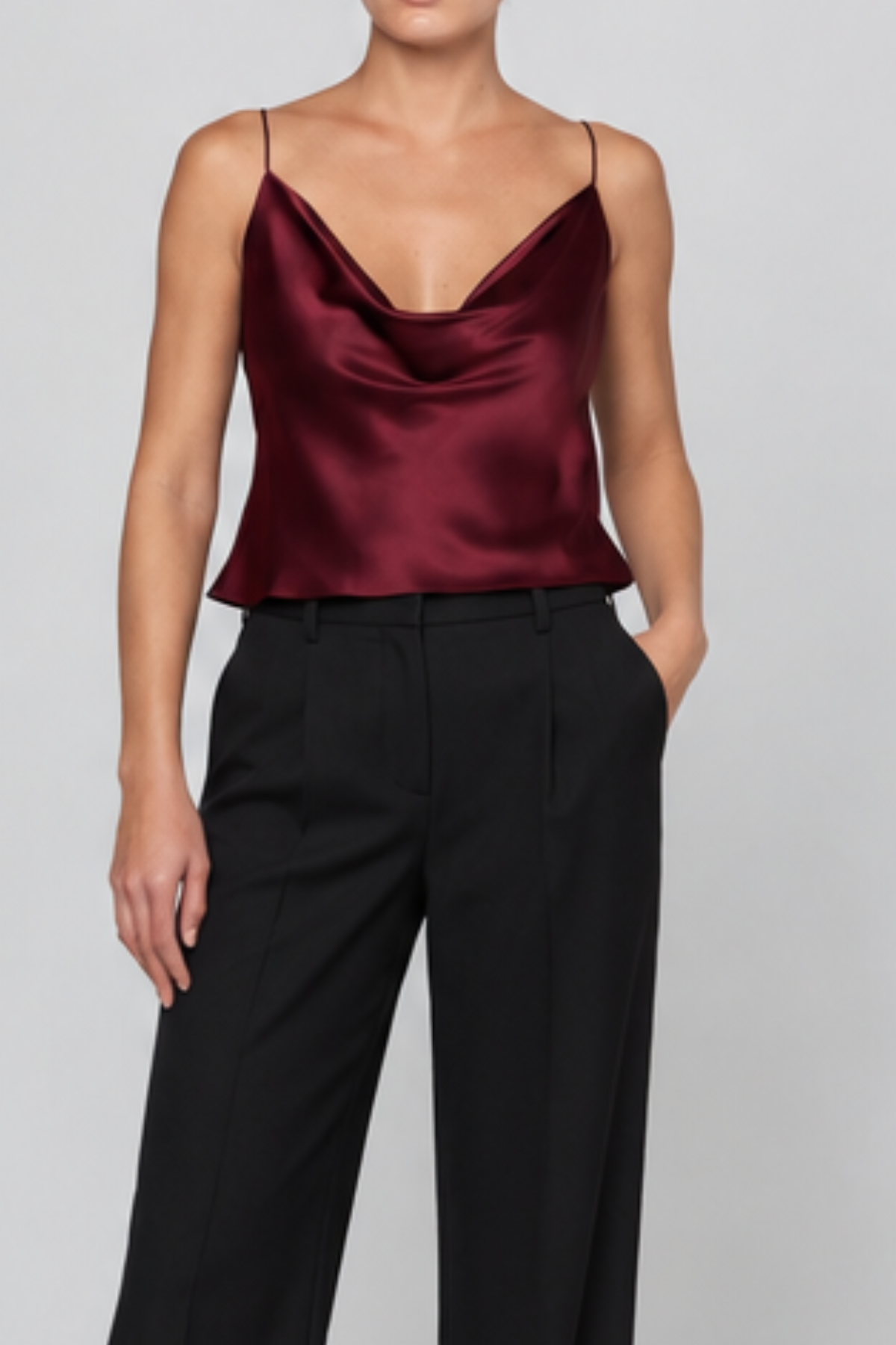 L’AGENCE Calista Satin Camisole - Merlot Red