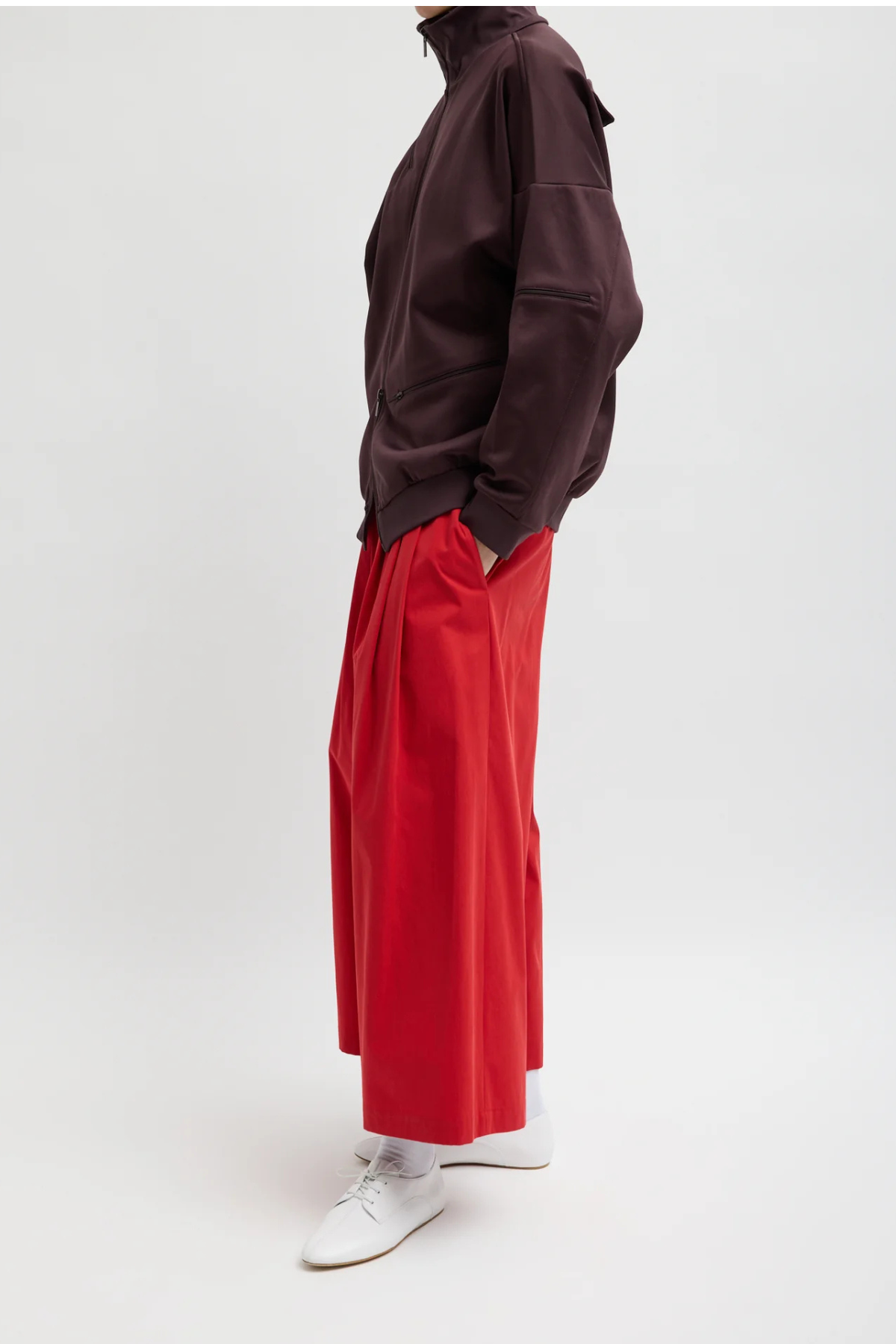 Tibi Active Knit Zipper Detailed Track Jacket - Brown