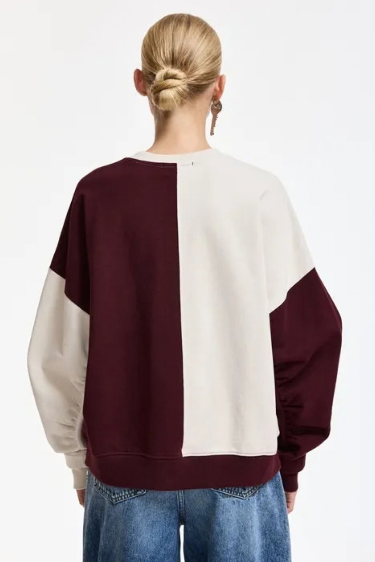 Essentiel Antwerp Koldi Bicolor Embellished Sweatshirt - Burgundy/Off White