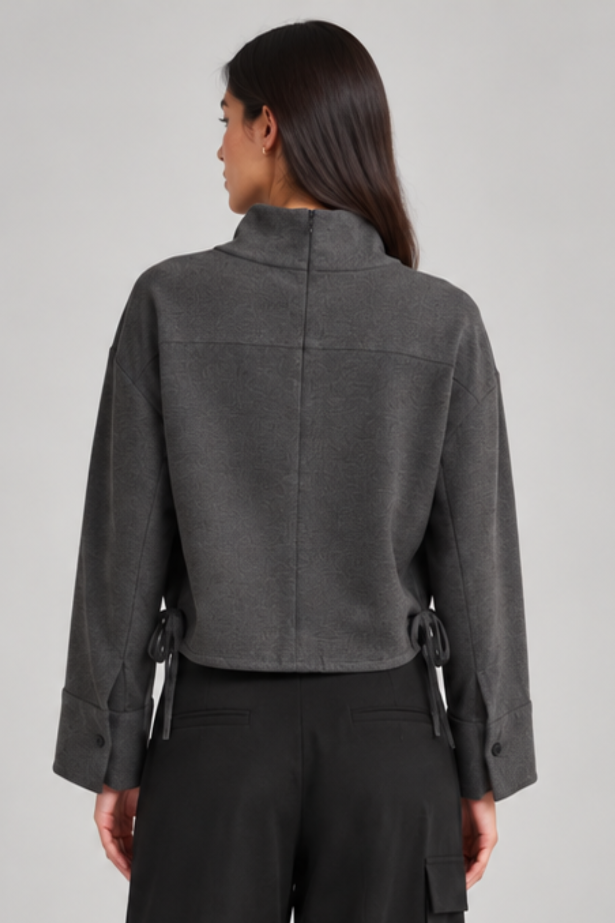 Uli Schneider Flannel Gabardine High Neck Sweater - Graphite Flannel
