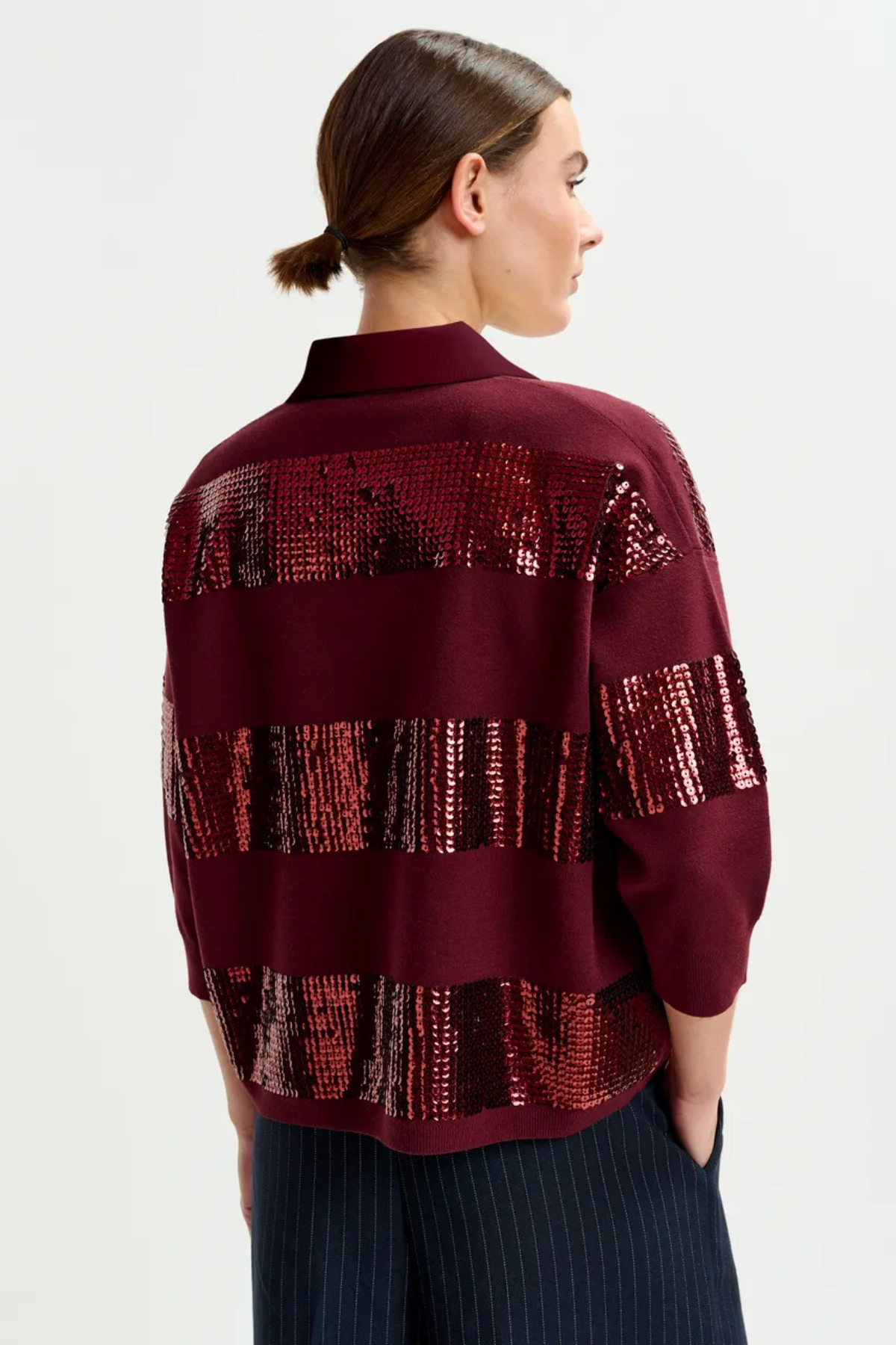 Essentiel Antwerp Illuminati Striped Sequin Polo