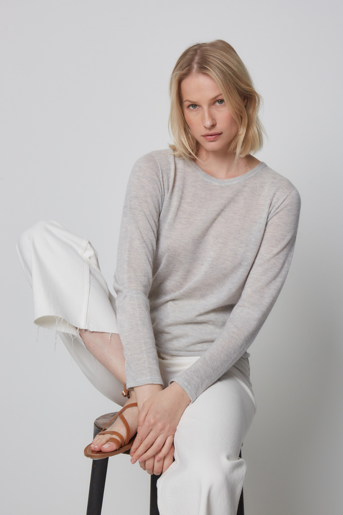 Majestic Filatures - Jersey de cachemira de manga larga con cuello redondo