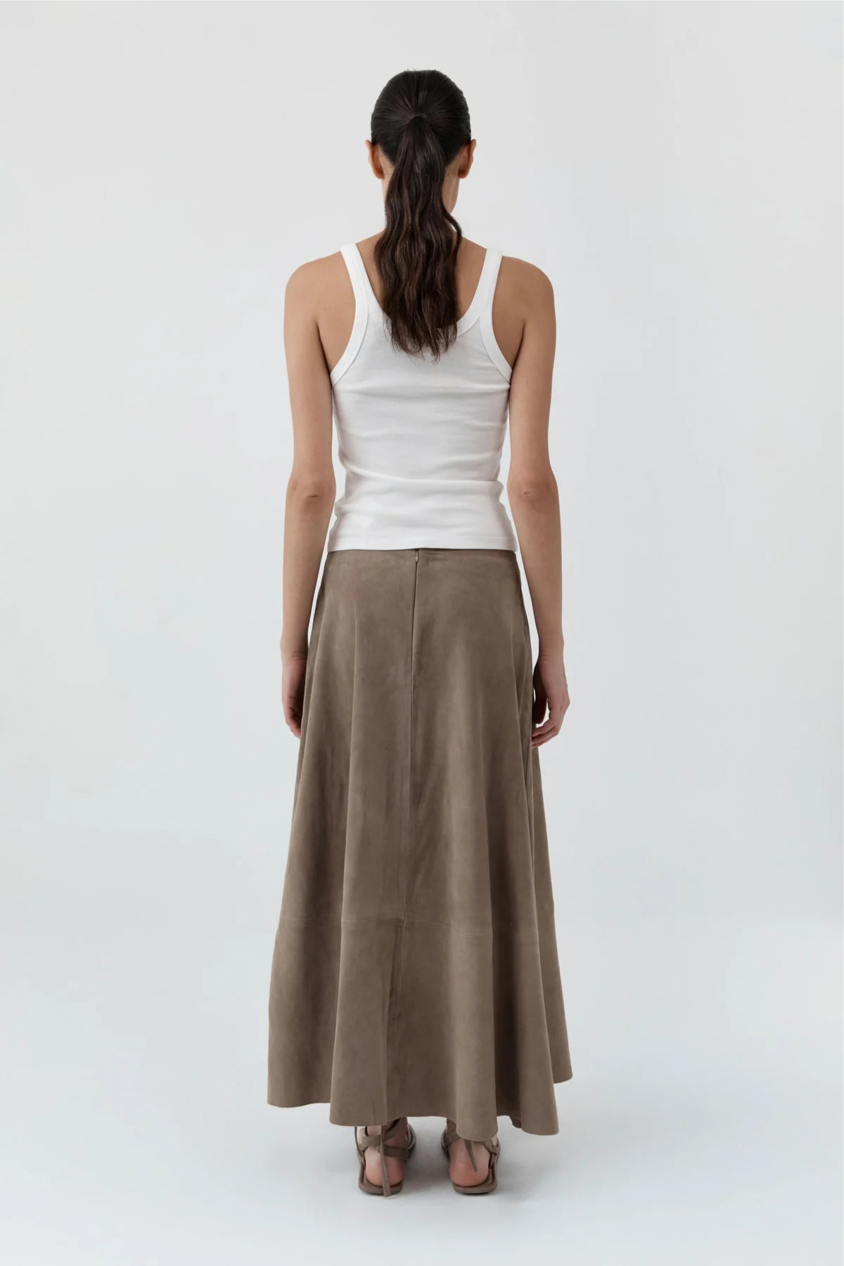 St. Agni Suede Circle Skirt - Earth