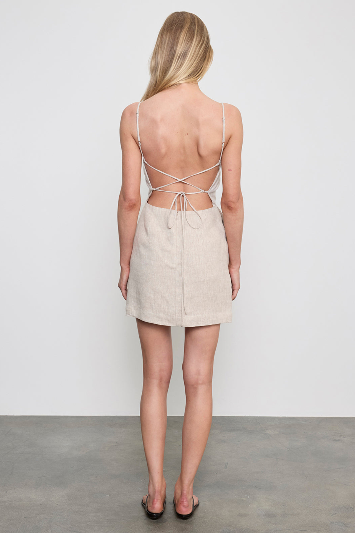 Enza Costa Linen Apron Mini Dress - Jute Heather