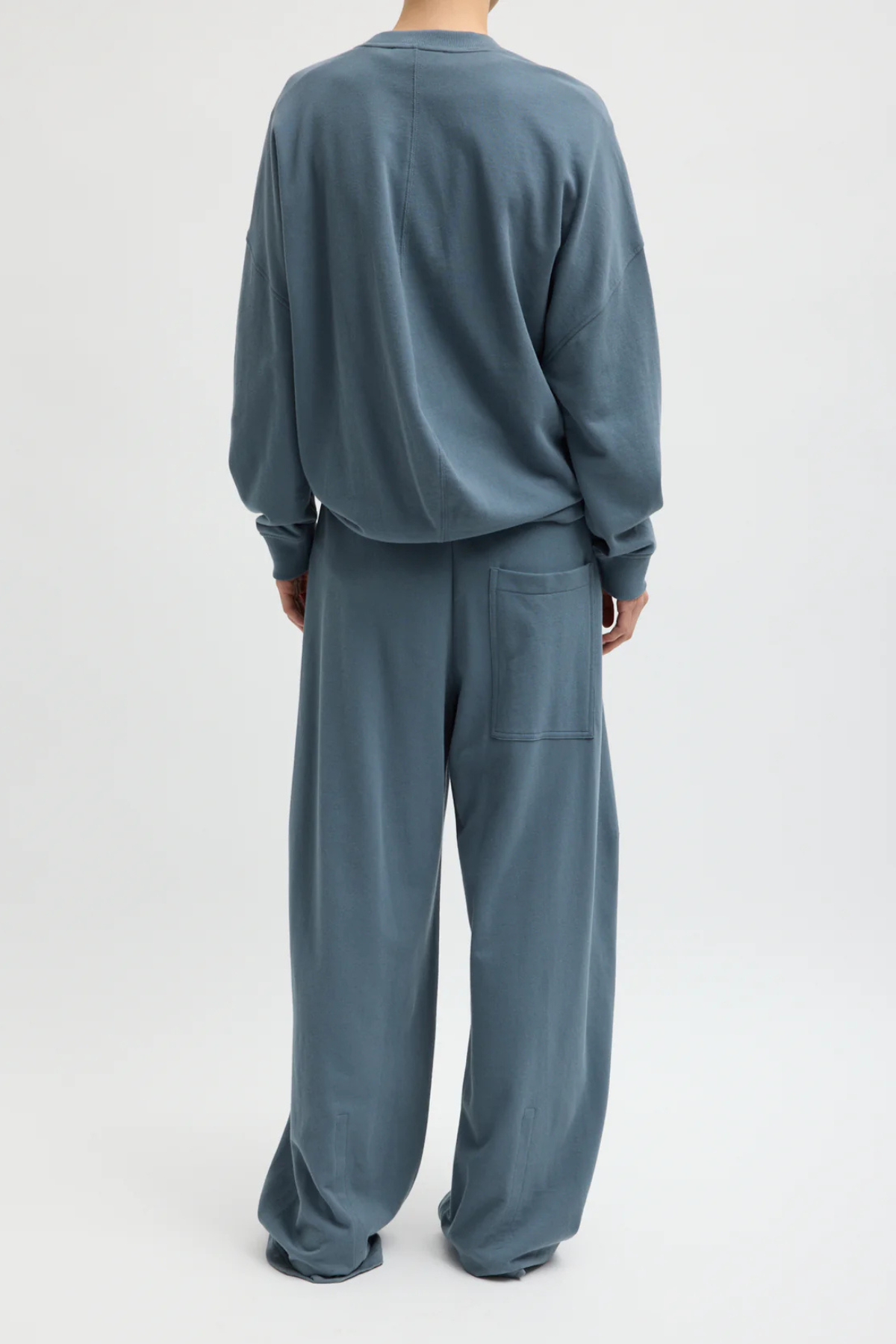 Tibi Light Weight Sweatshirting Winslow Pant - Blue Grey
